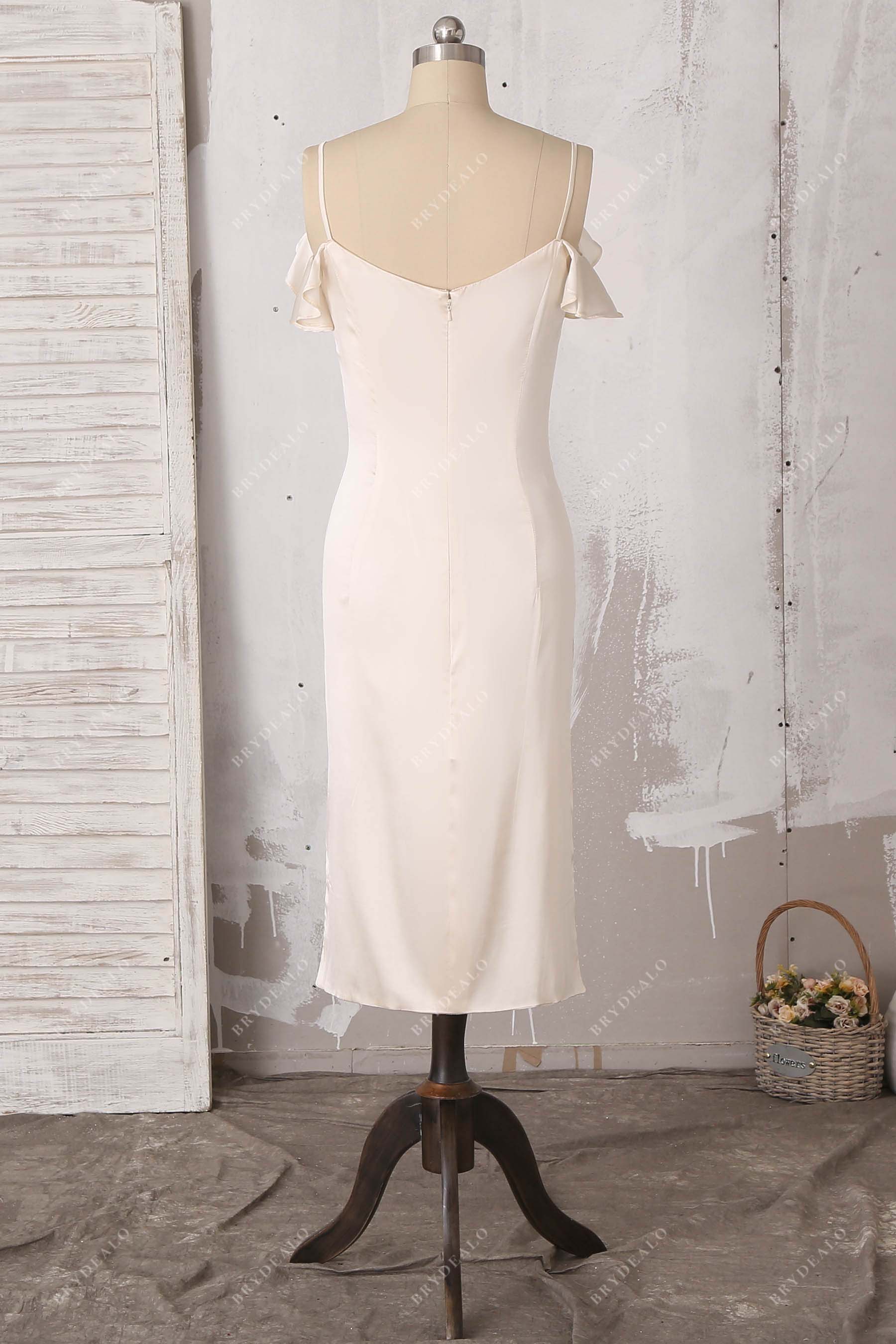 v back sheath silk bridal evening dress