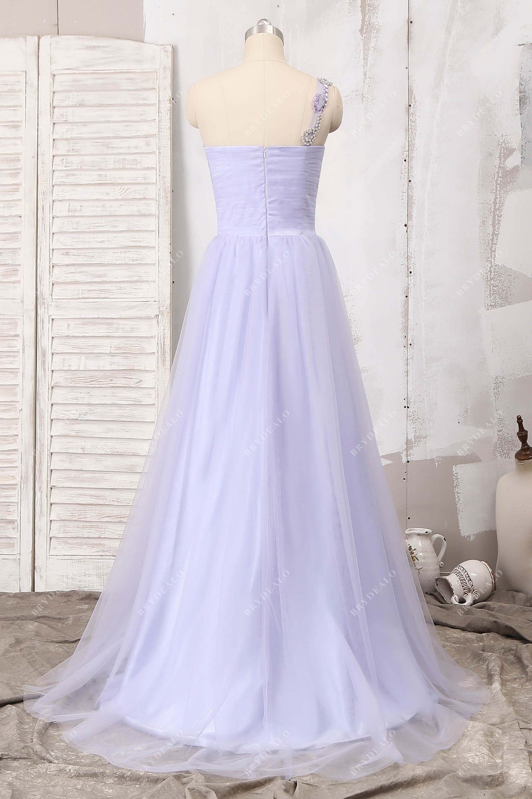 one shoulder back sheath floor length formal dress