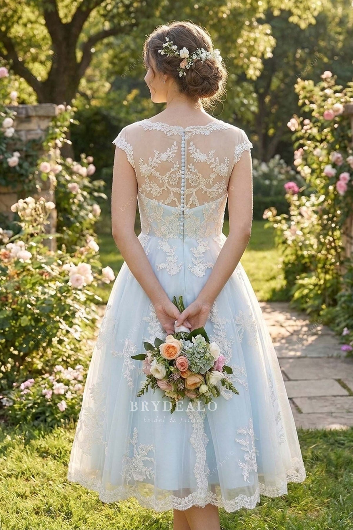 cap sleeves short wedding dress