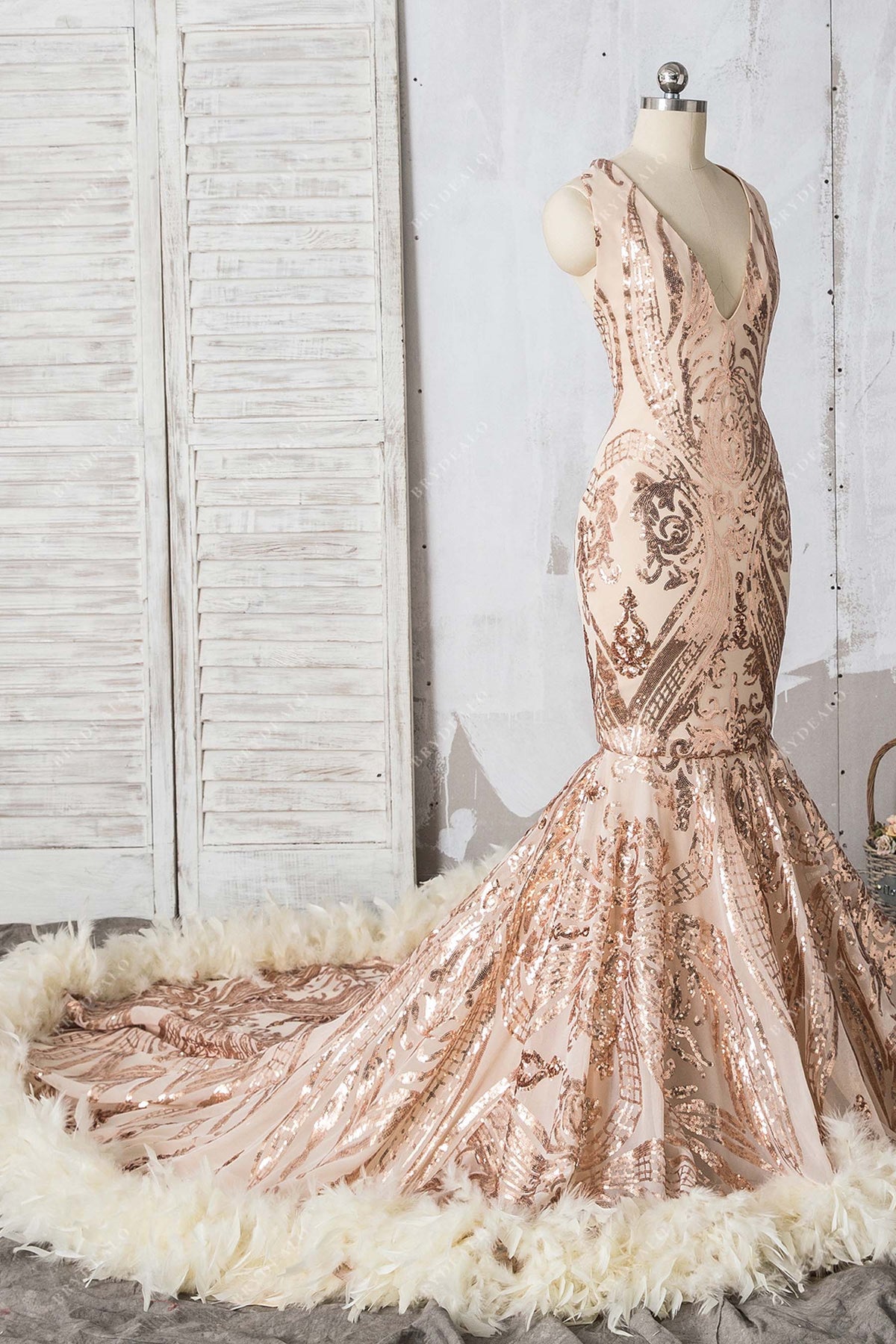 Champagne Rose Long Prom Blush And Gold Prom Dress Crystals Prom Dresses,  Prom Ball Gown, Tiered