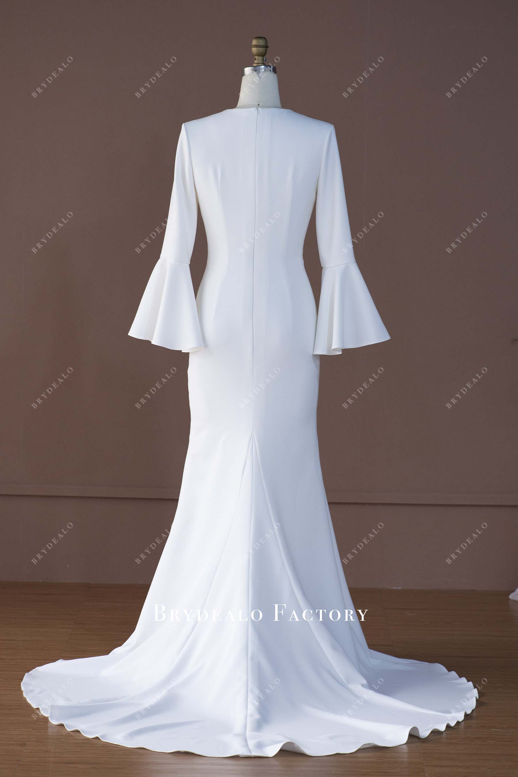 chapel train simple mermaid wedding gown