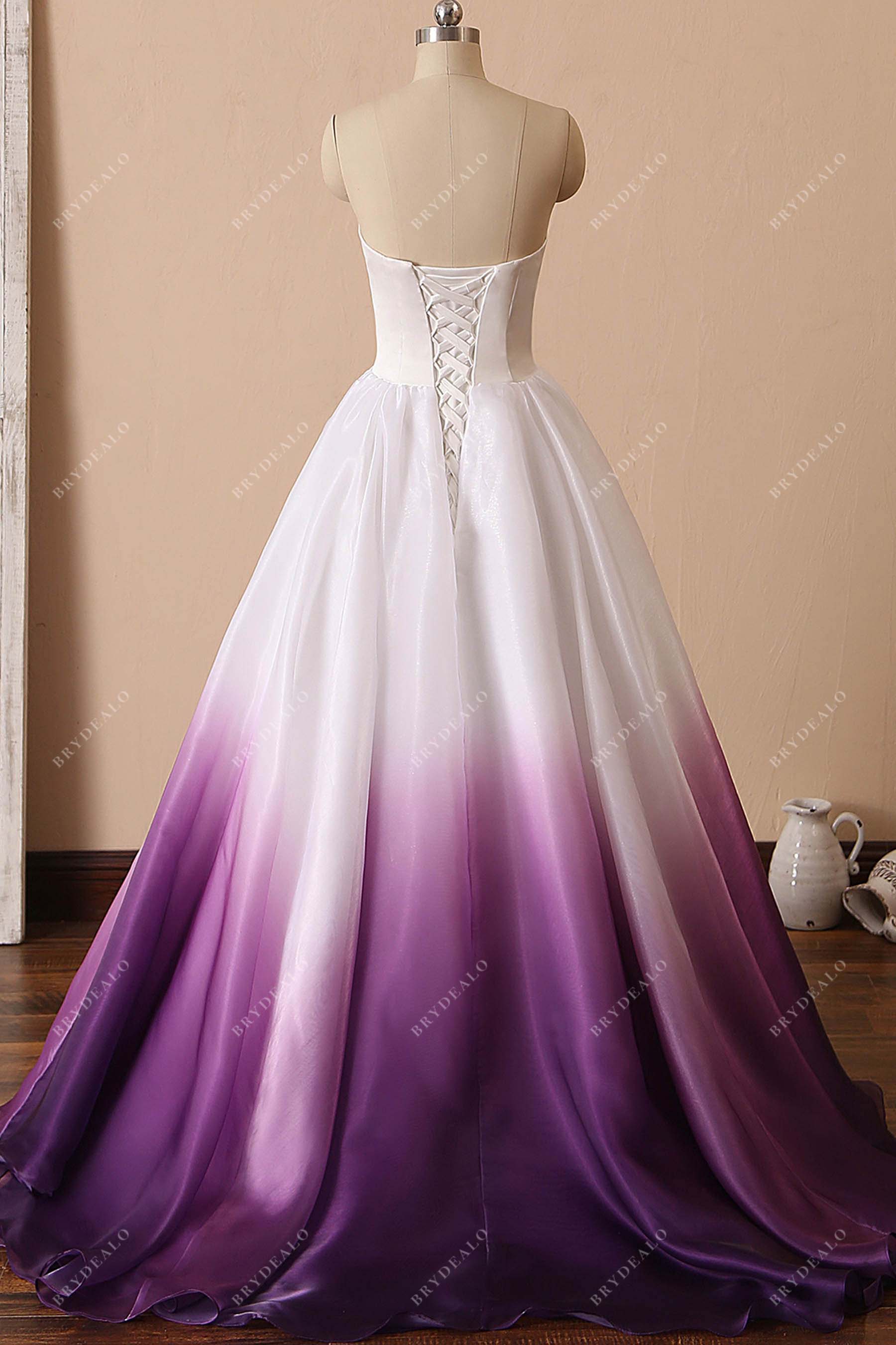 lace up back organza A-line wedding dress