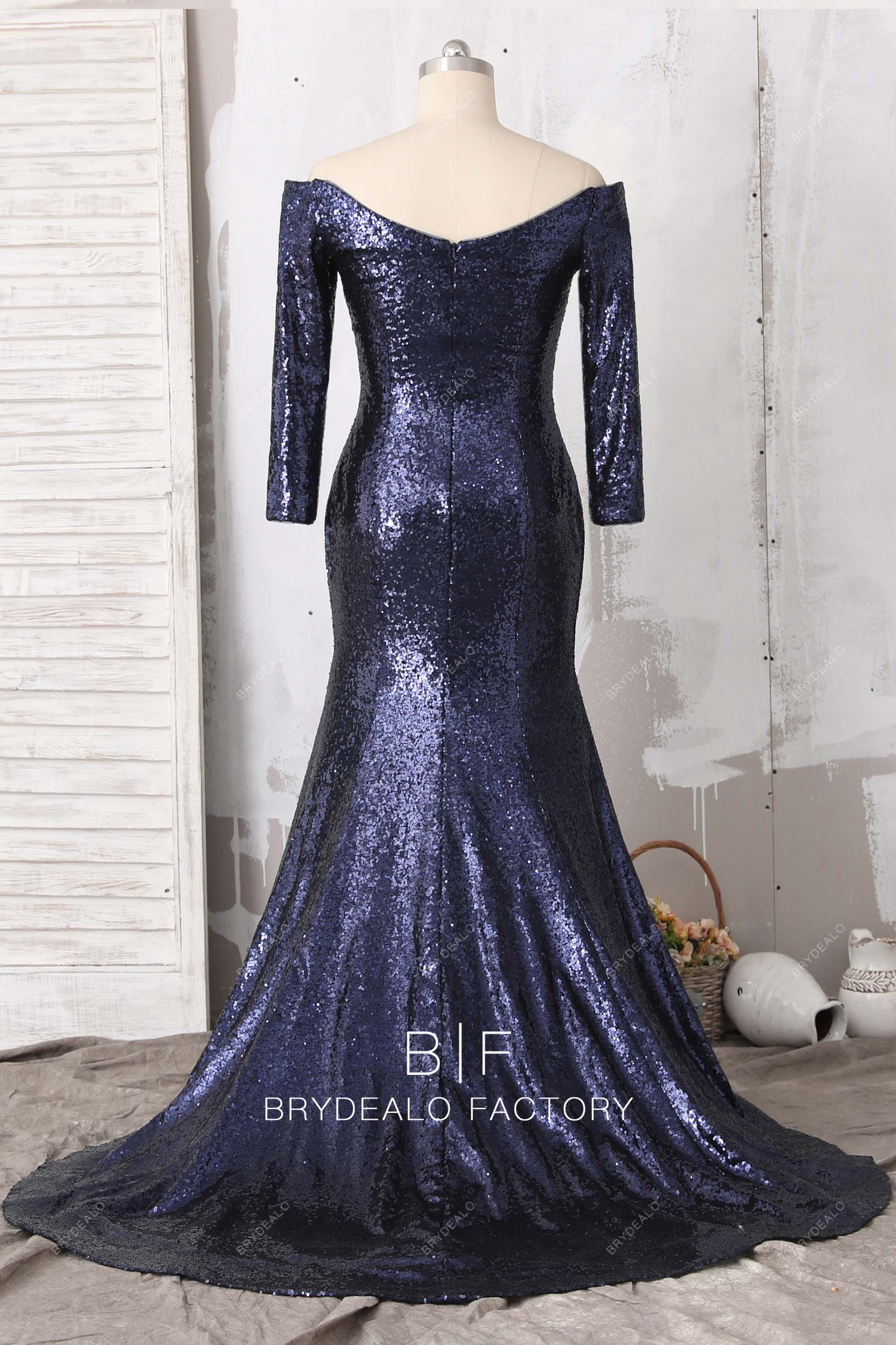 navy sequin trumpet bridesmaid dress