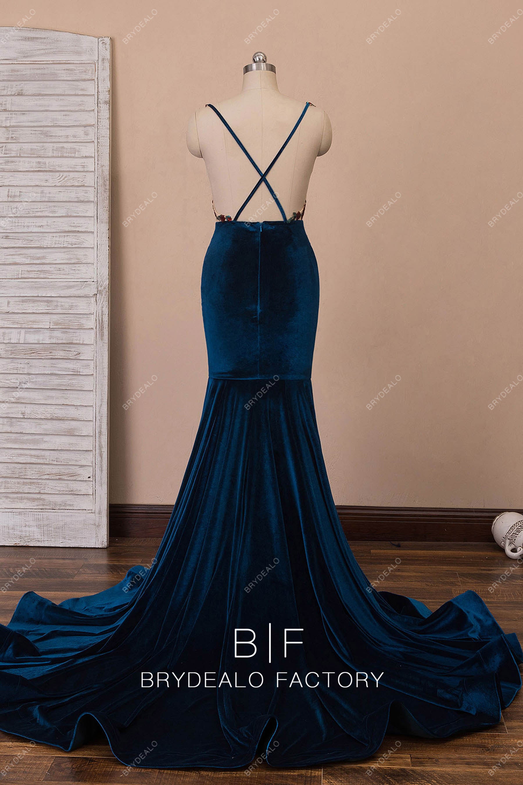 crisscross back mermaid formal dress