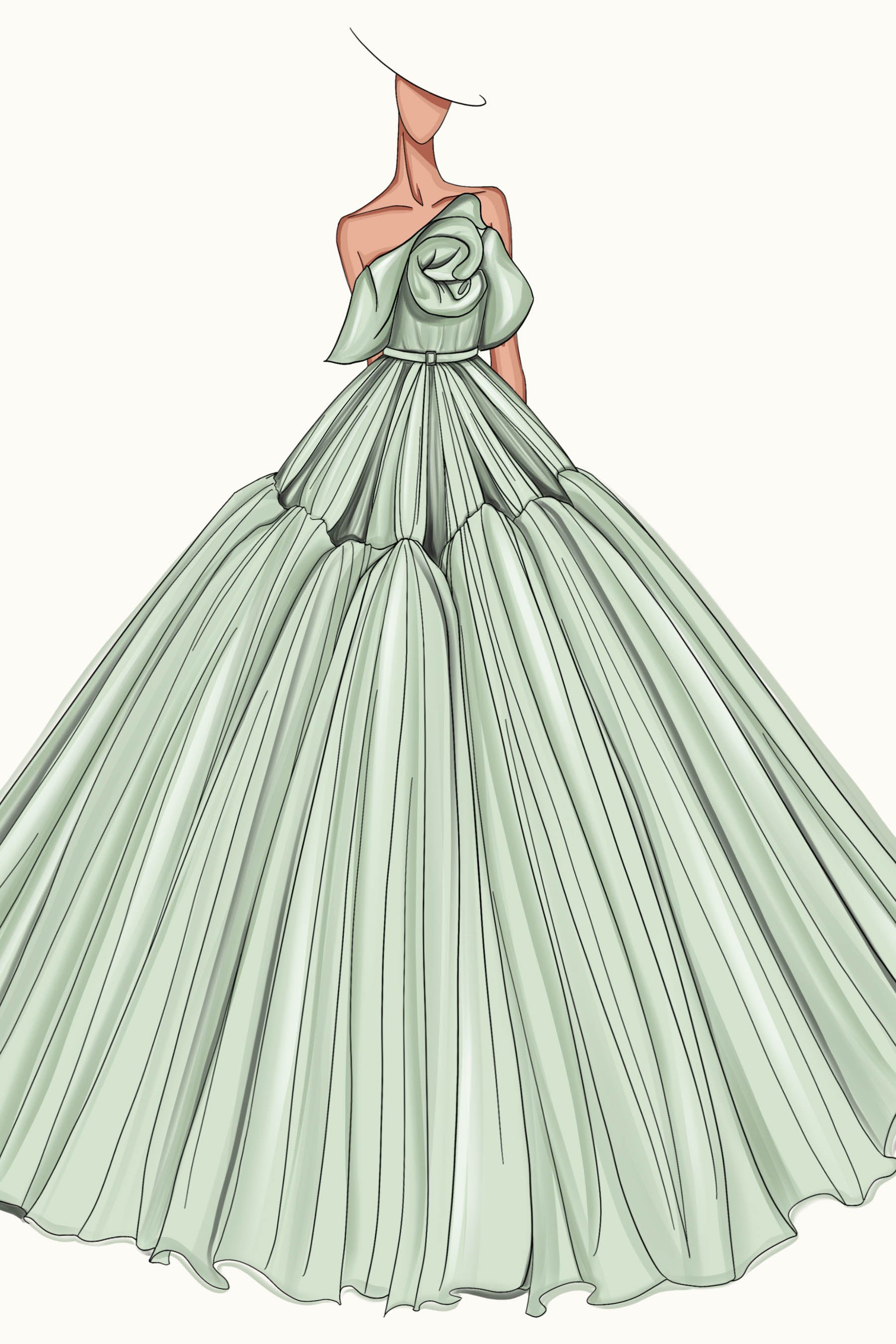 custom colored tiered tulle wedding ballgown