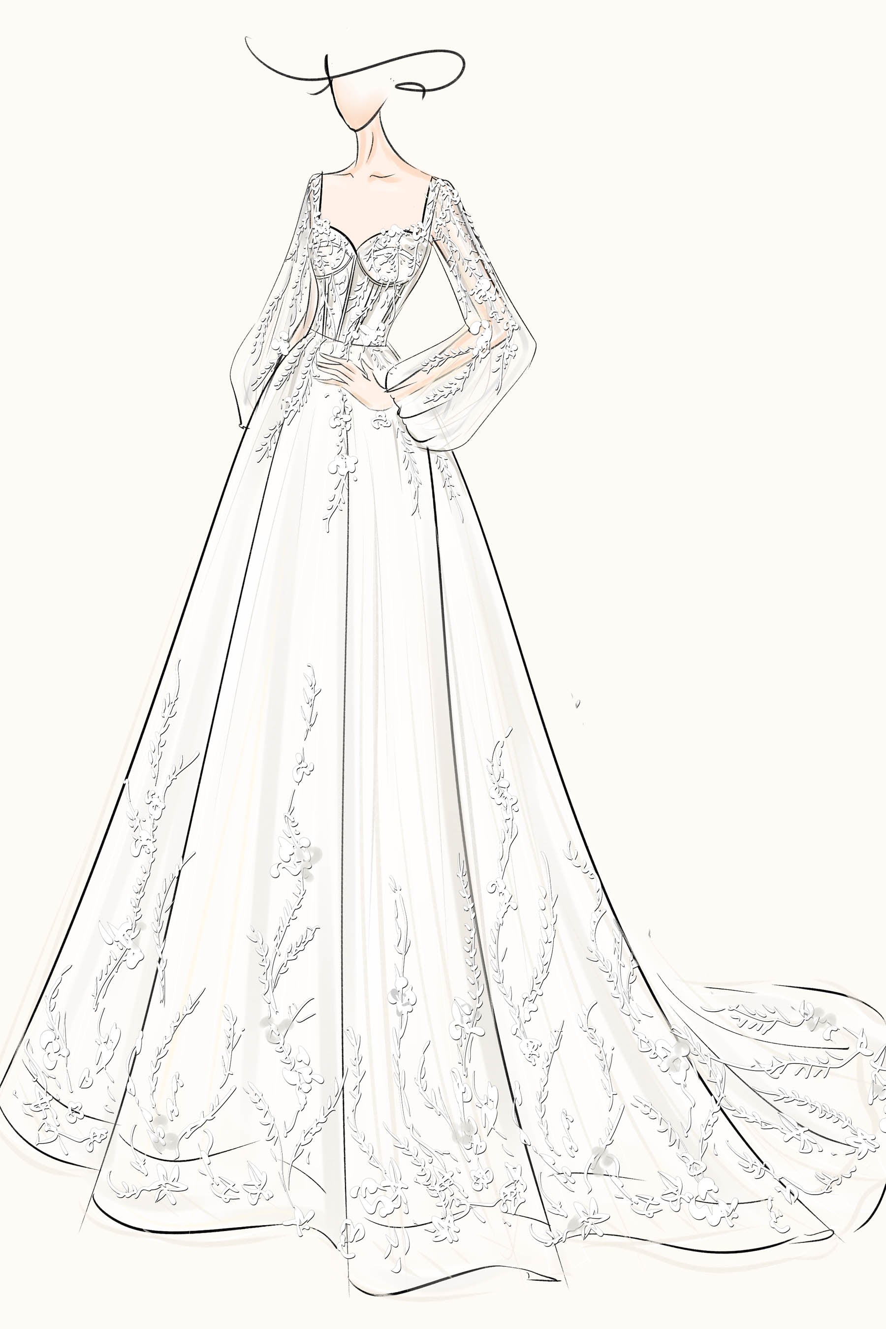custom long sleeve lace wedding dress