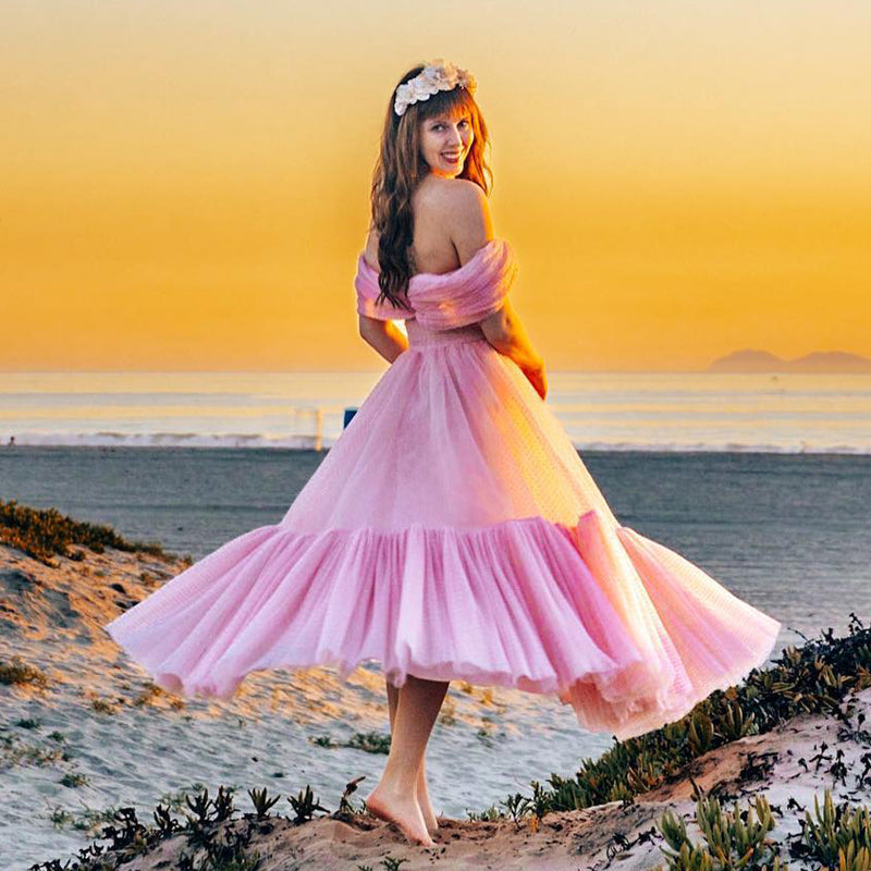 custom pink short wedding dress