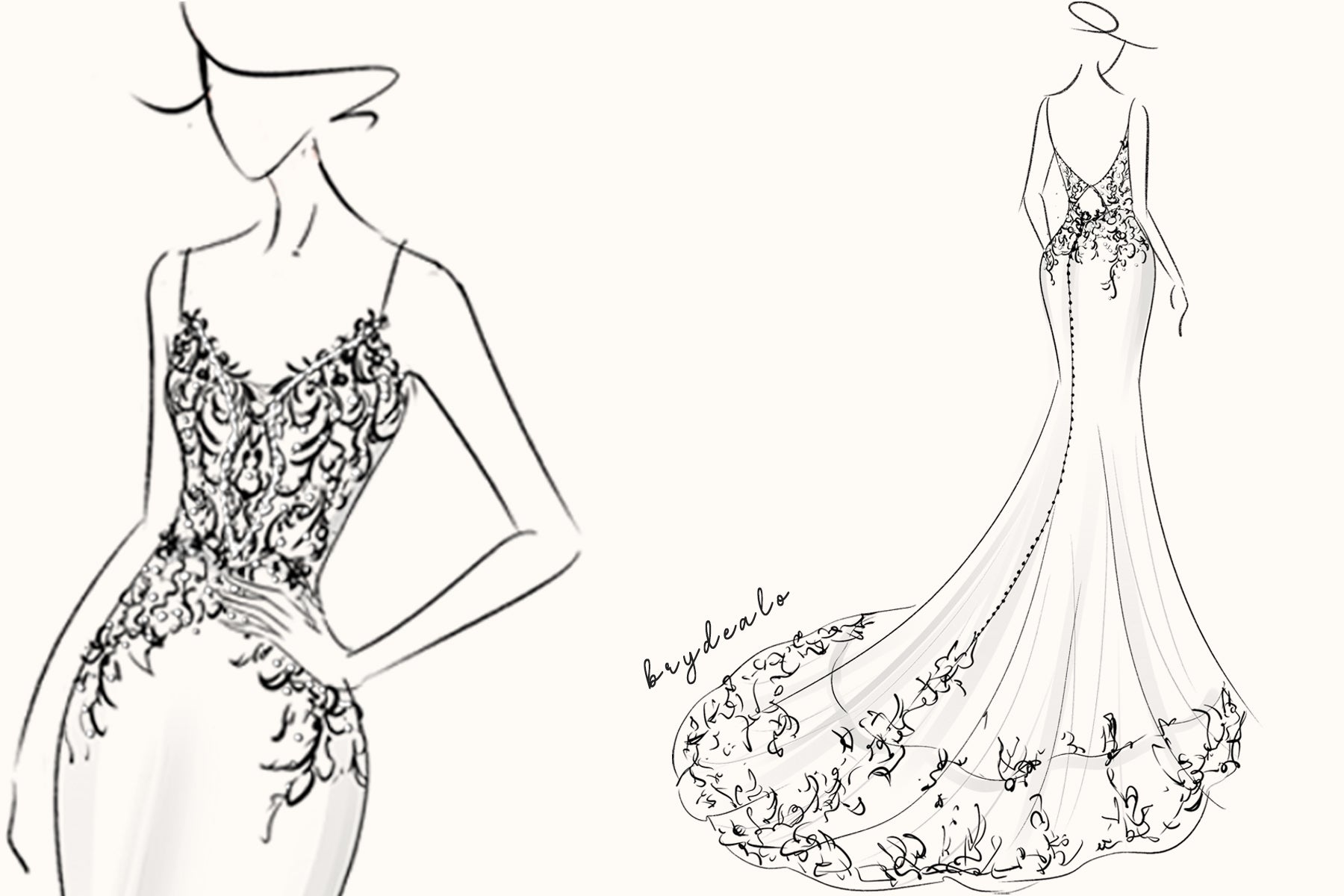custom wedding dress sketches