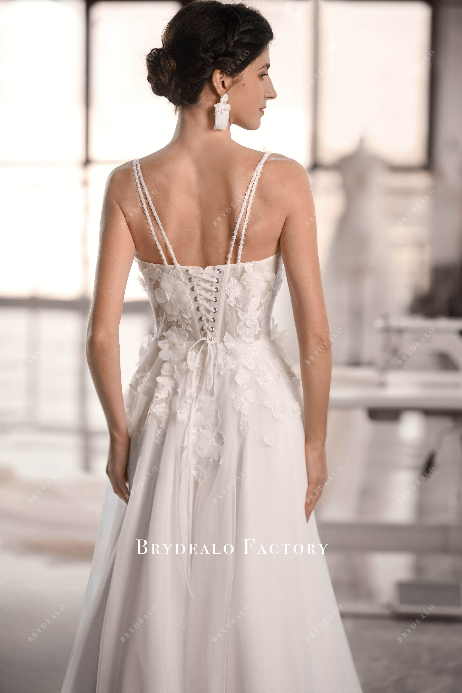 double straps corset wedding dress