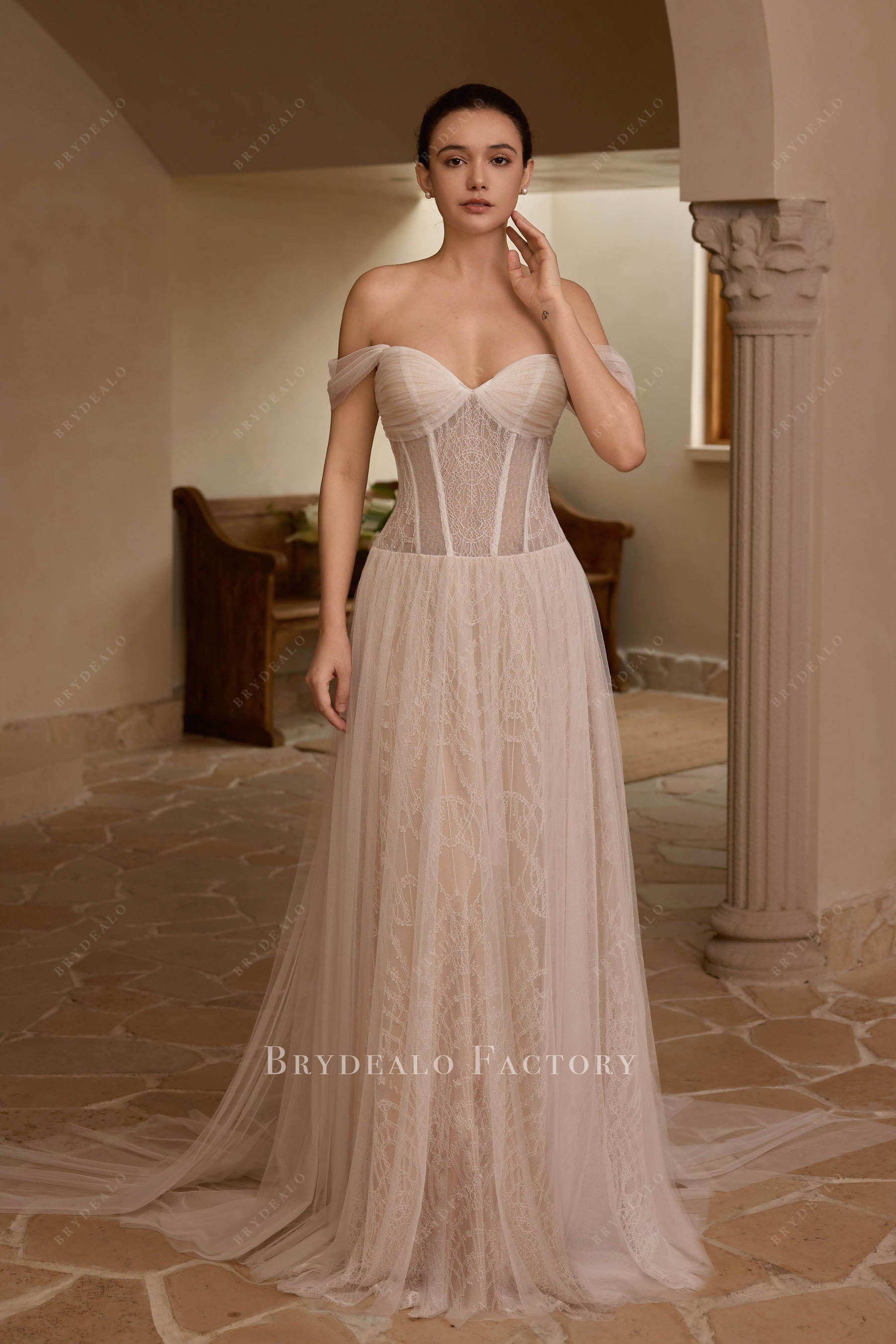 drop waist a line wedding dress
