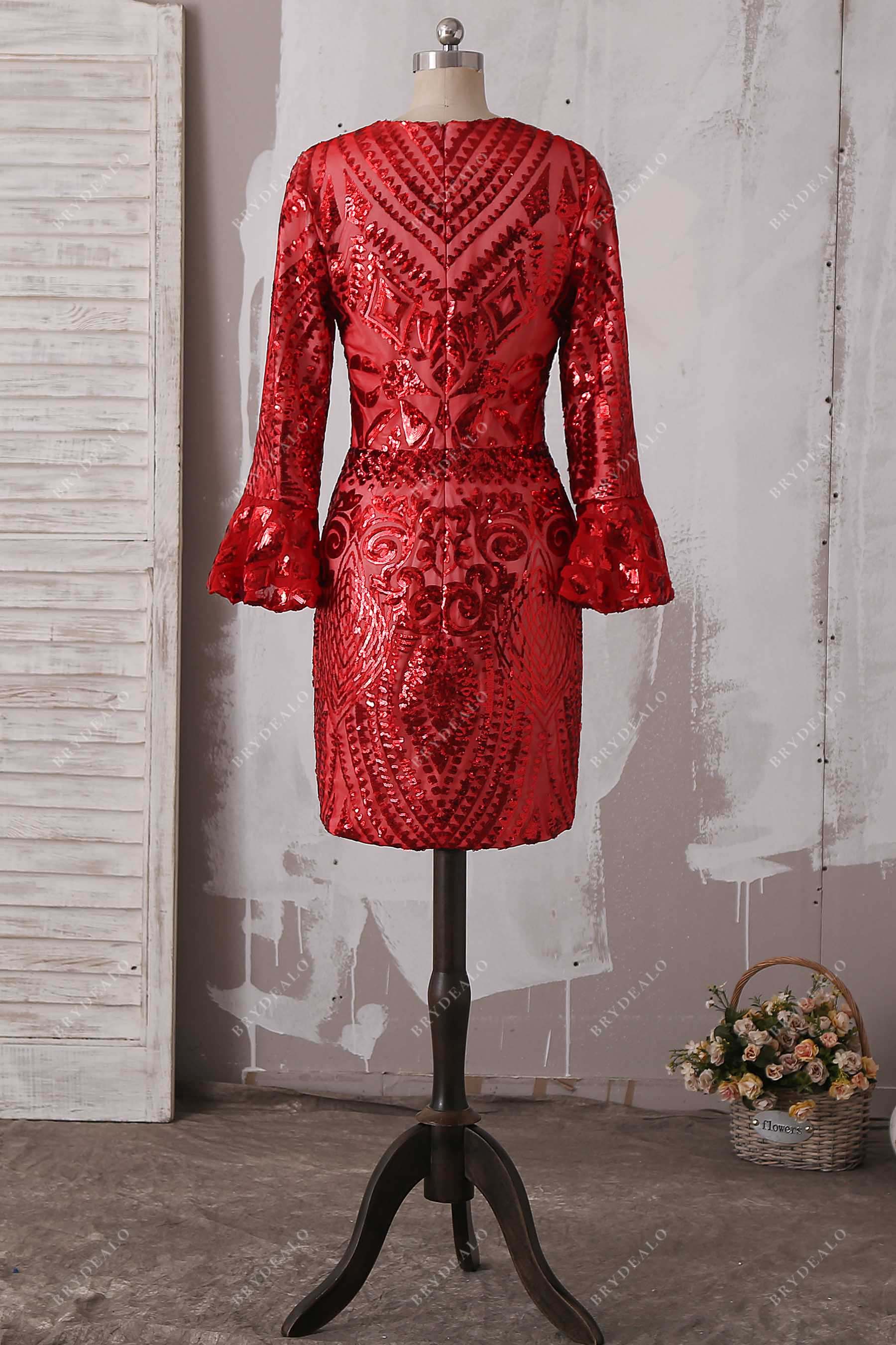 fit and flare sequin red cocktail gown