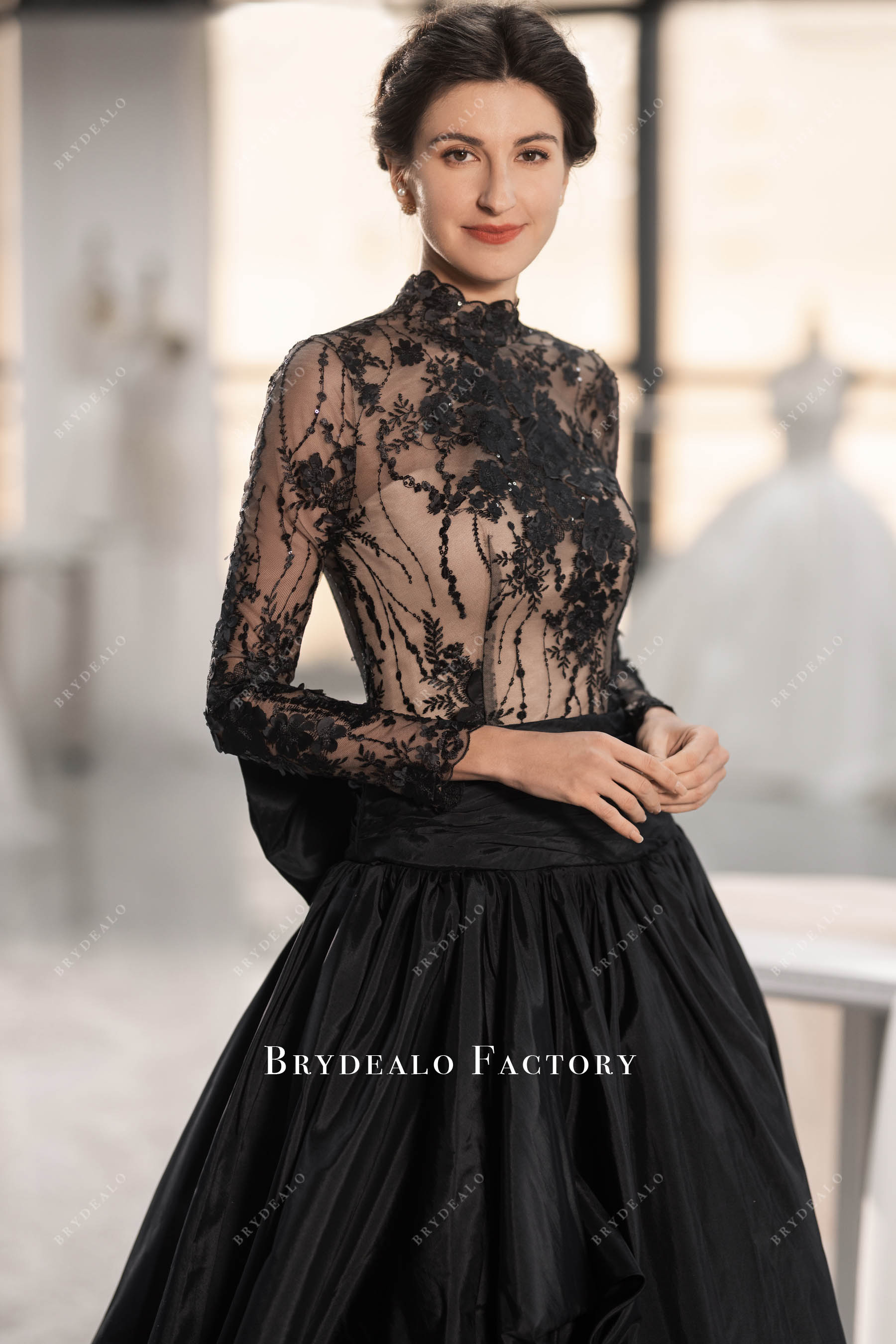 flower lace drop waist wedding gown