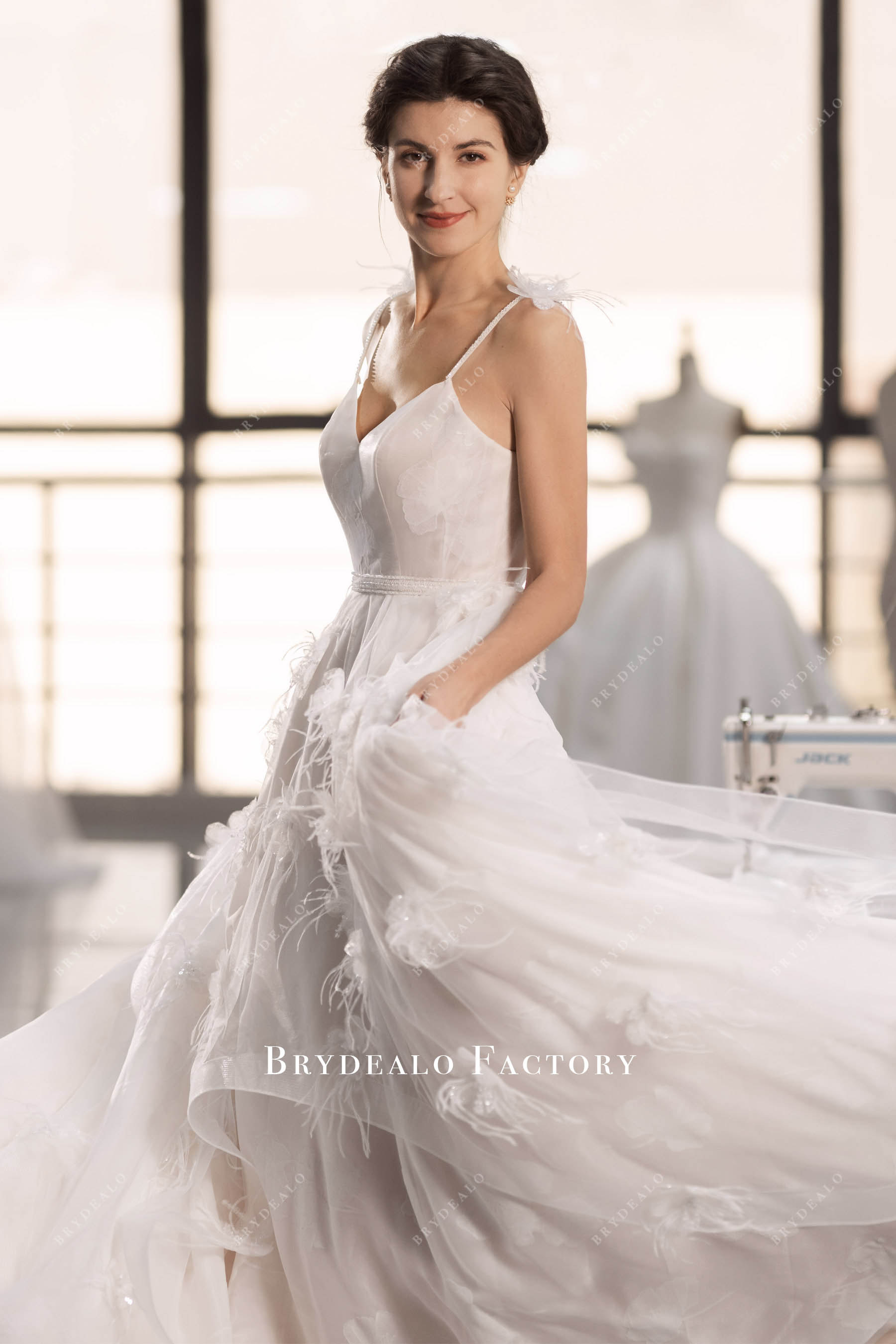 flowy organza wedding dress