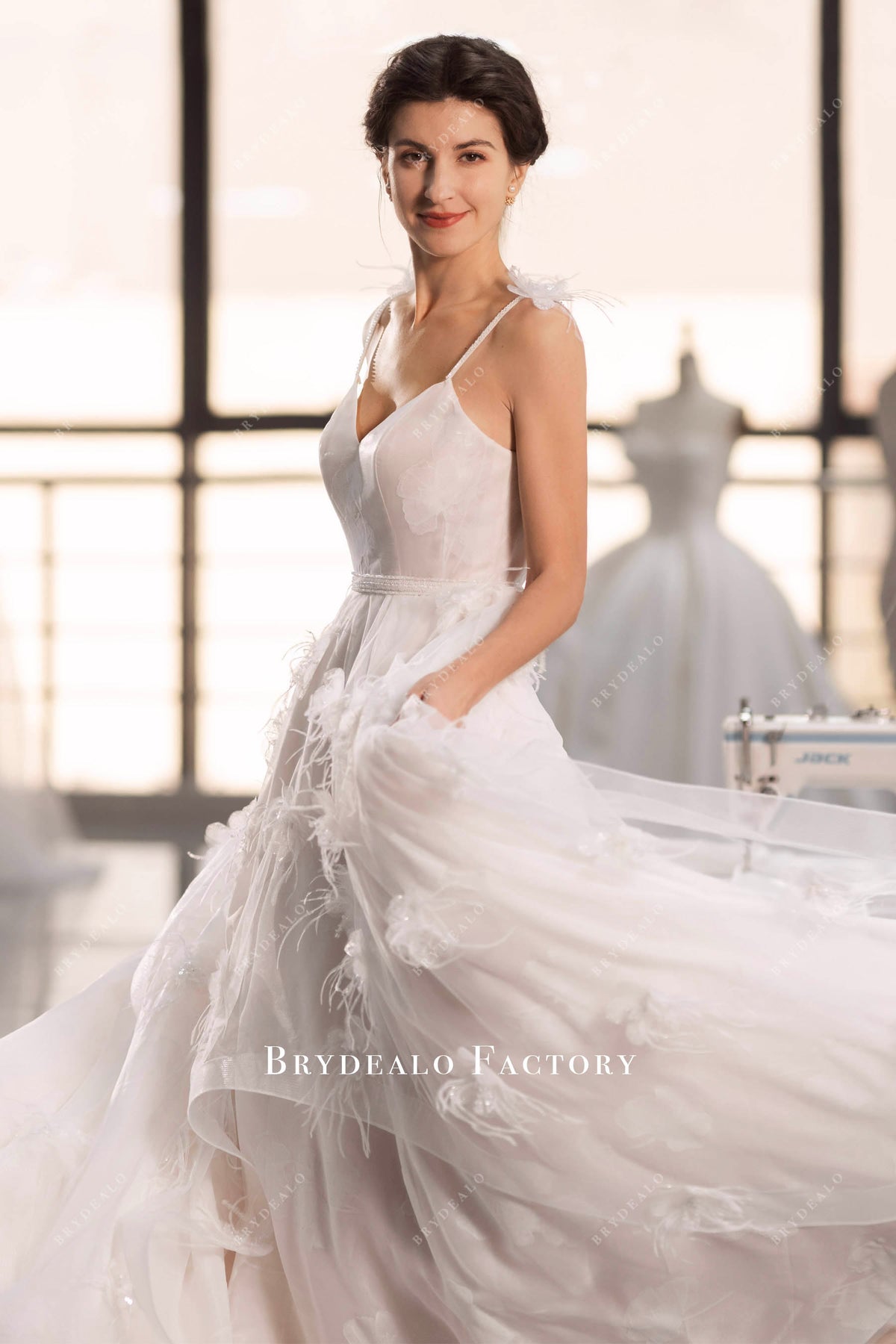 flowy organza dress Strapless Dress with Organza Sleeves