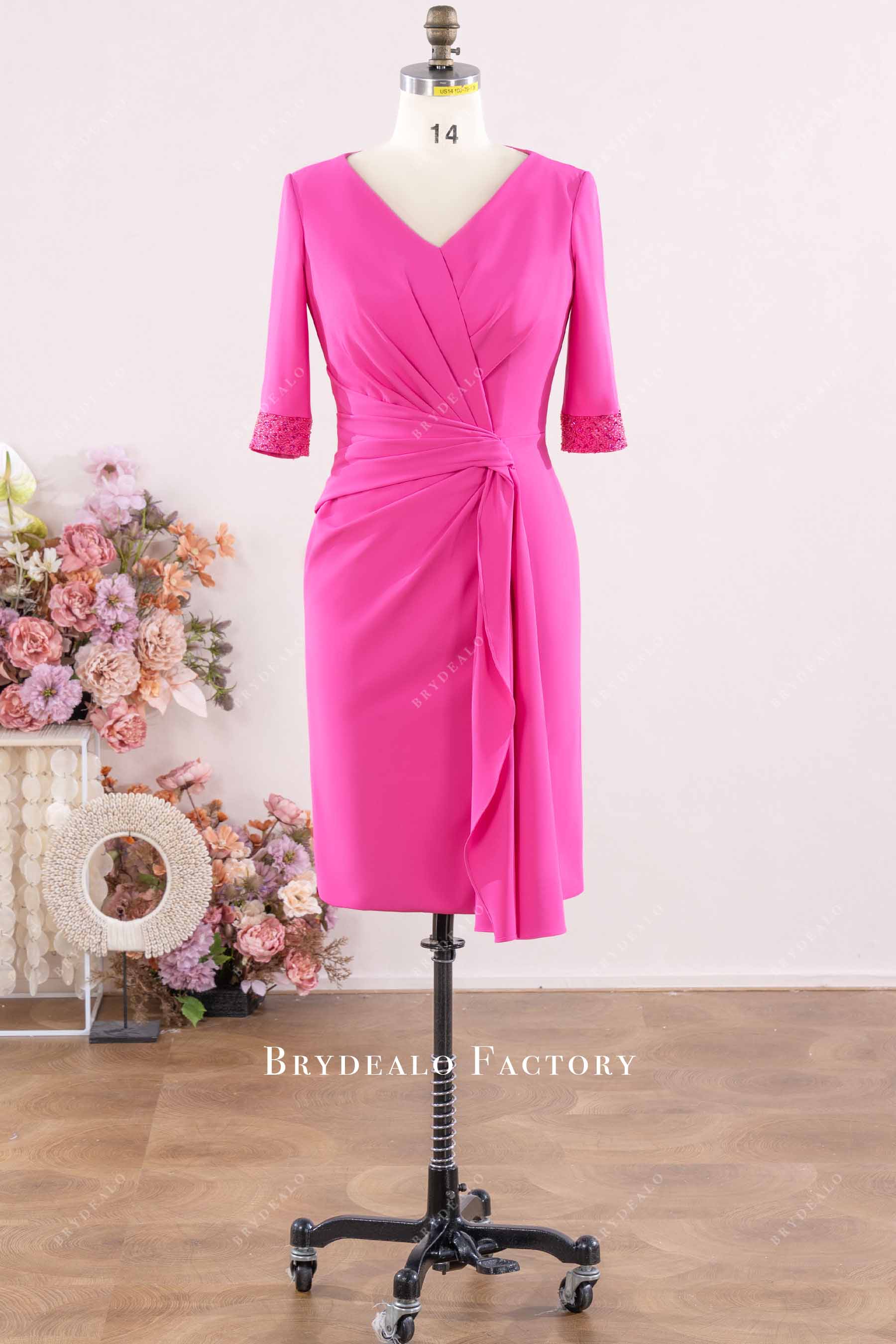 fuchsia streamer mother of bride dress