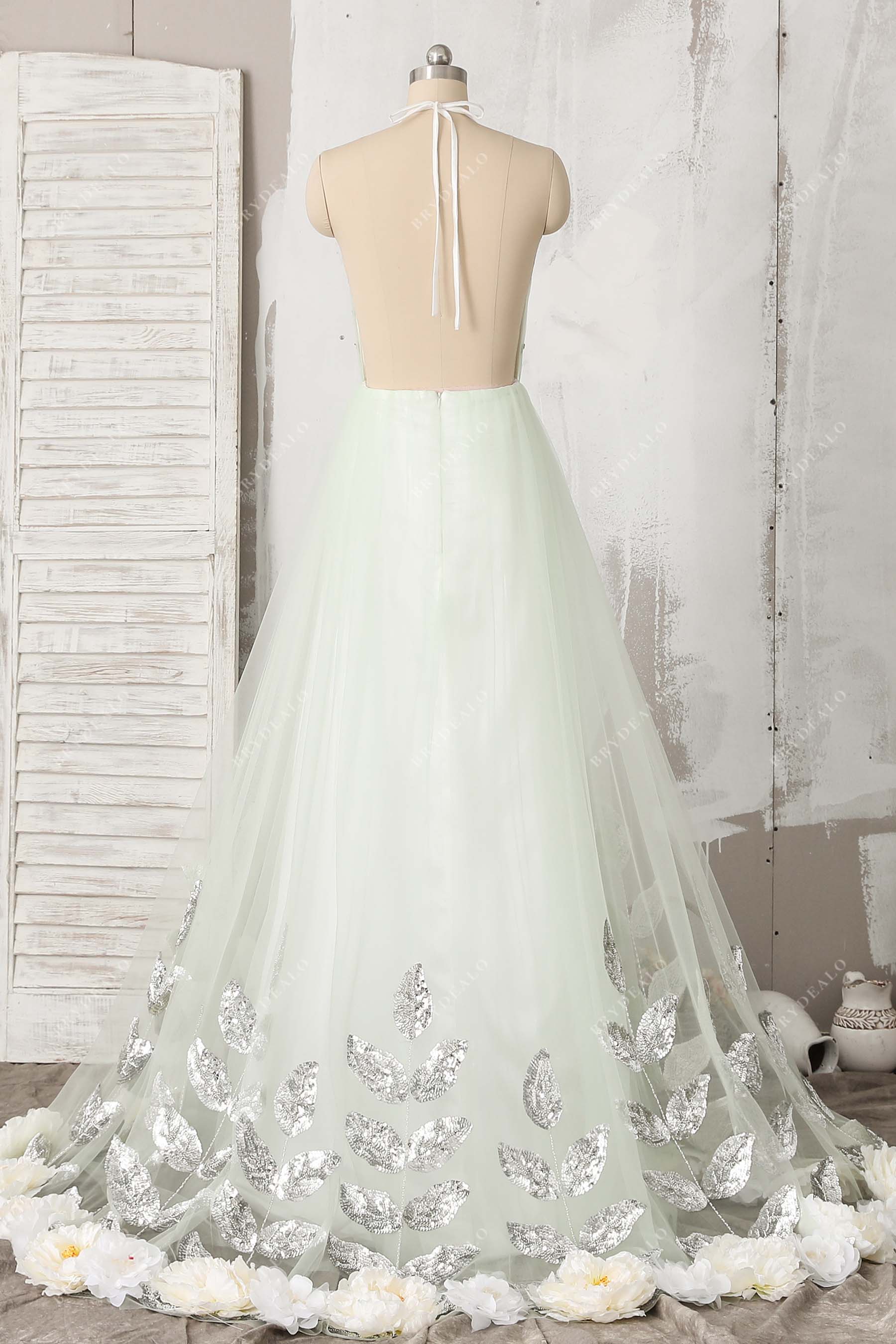 open back tulle A-line formal dress