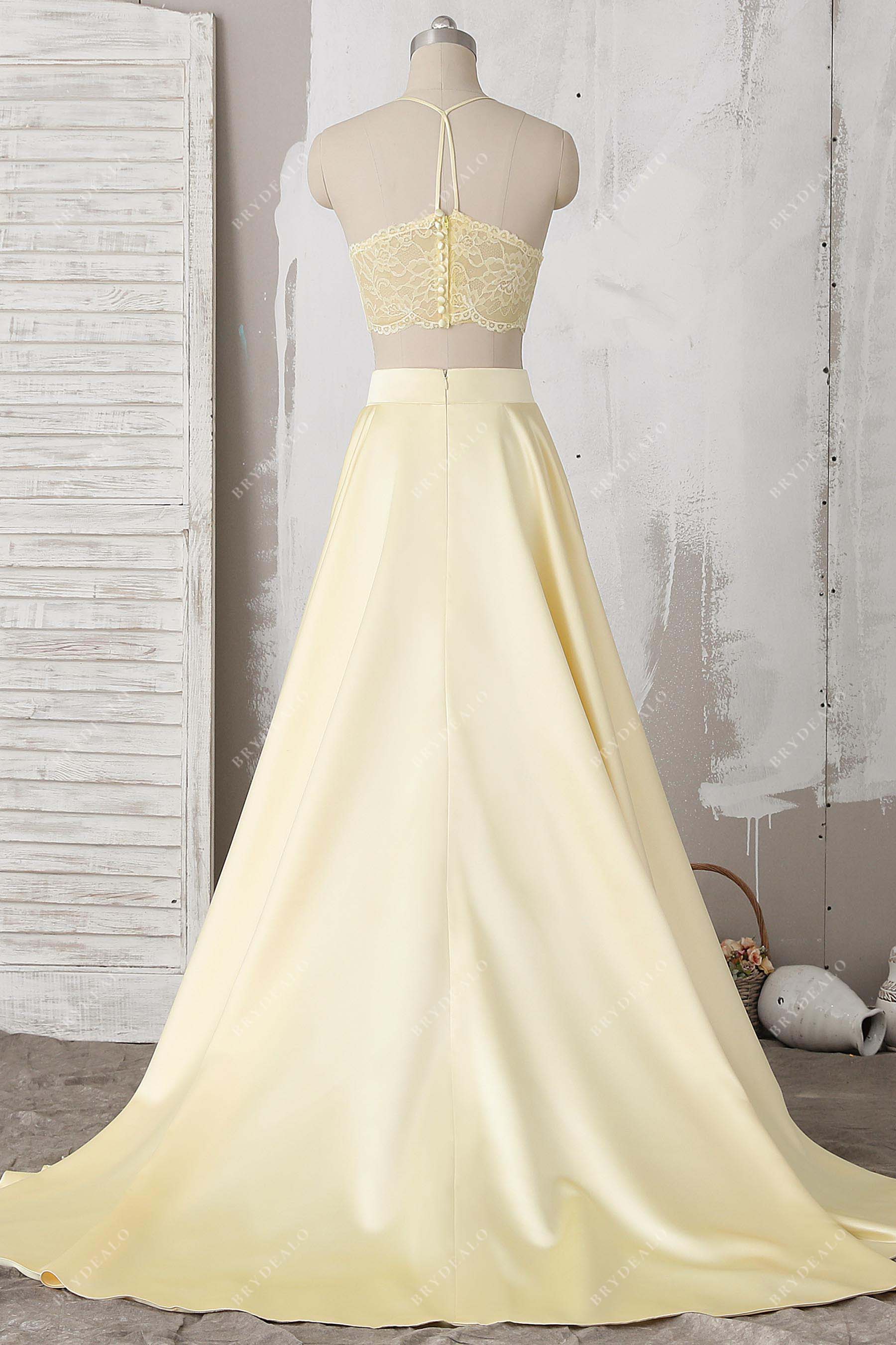Illusion Back Two Piece Long Prom Dress