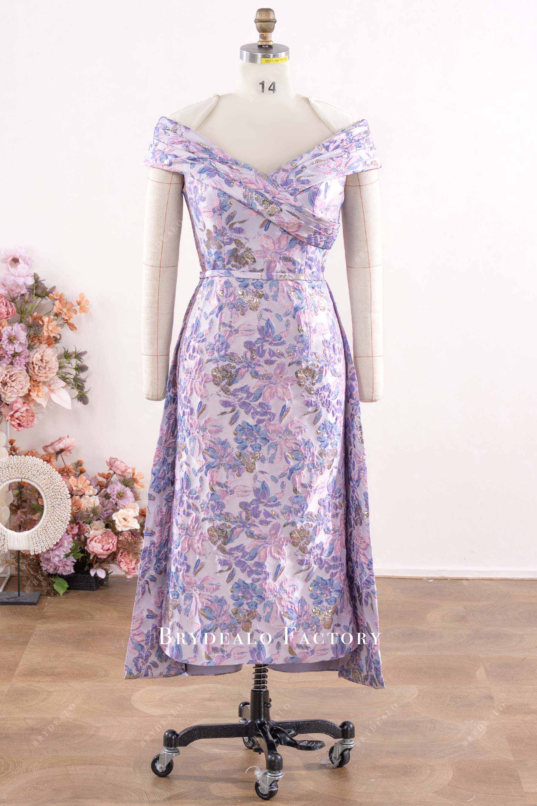 jacquard floral overskirt formal dress