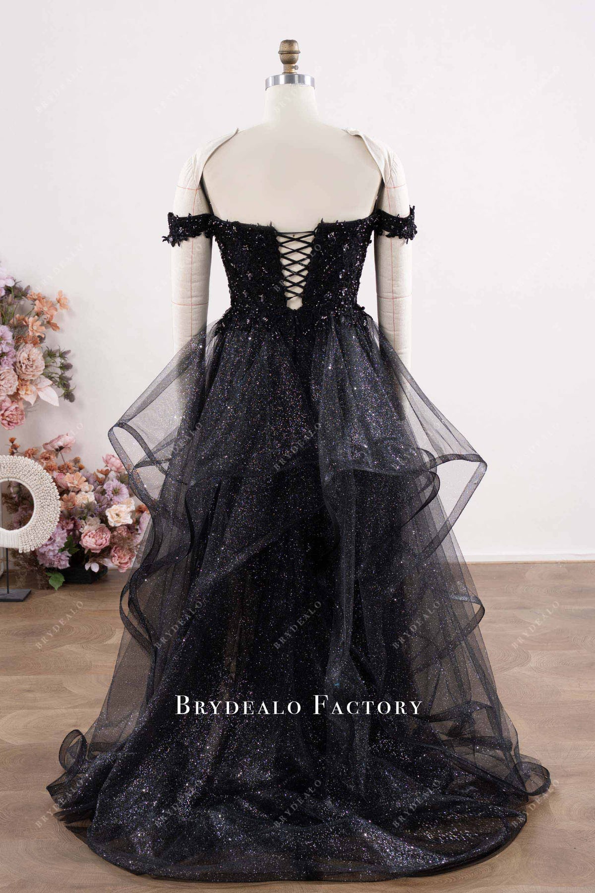 slim fit dress slacks Gloria Lace Maxi Dress — Black Tiered Gown main image 1