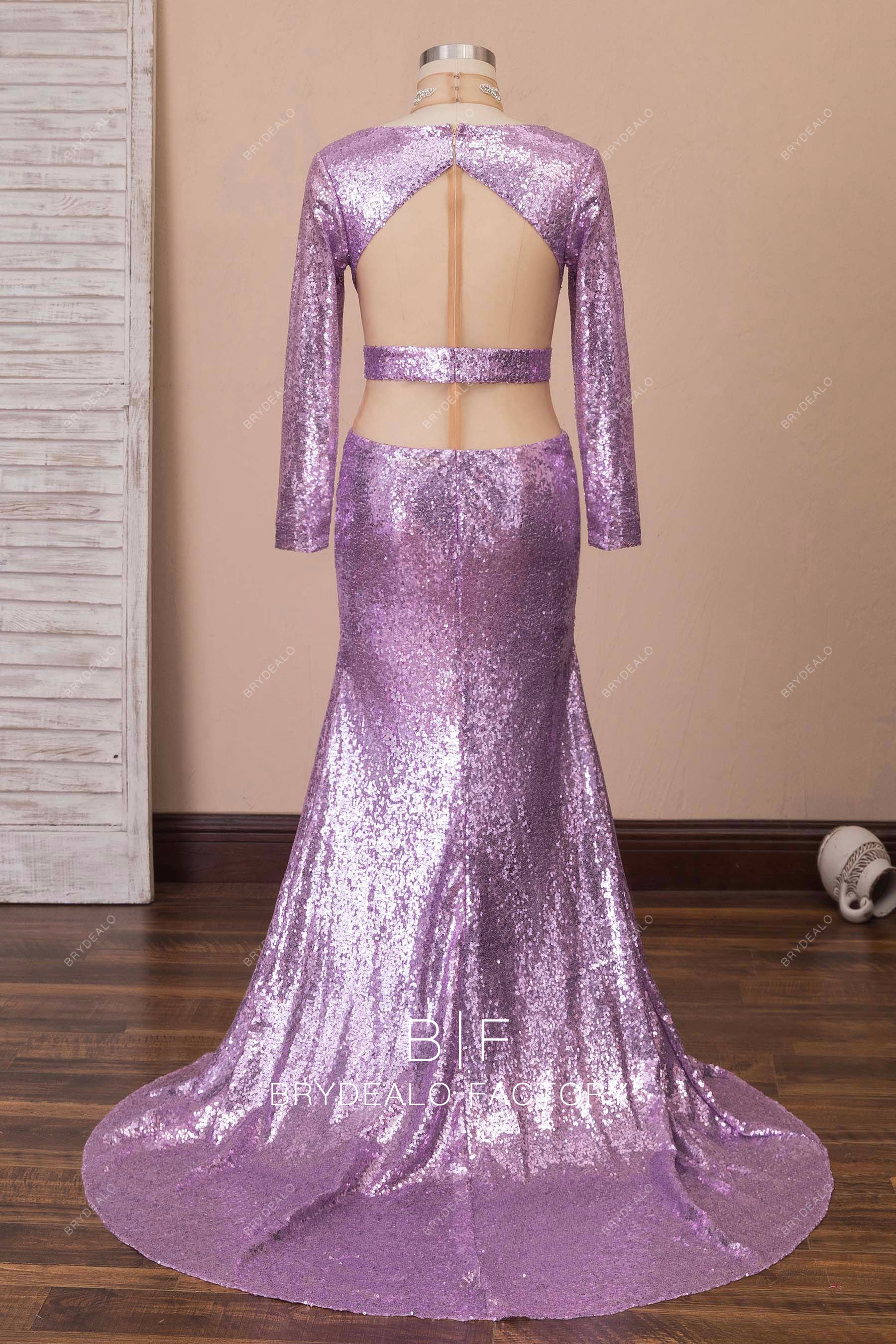 illusion back sequin prom dress