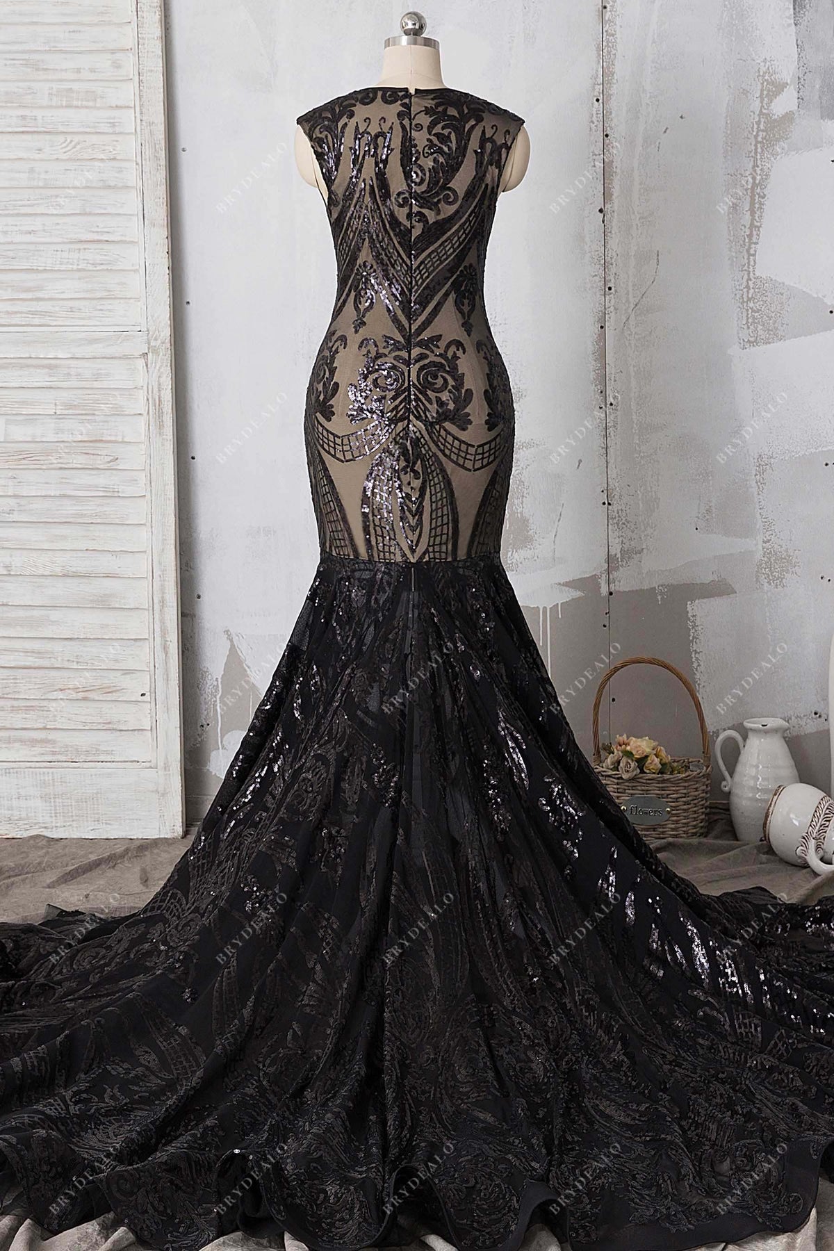 black mermaid dress with train Long Black Backless Sexy Mermaid Long Train Formal Prom Dress