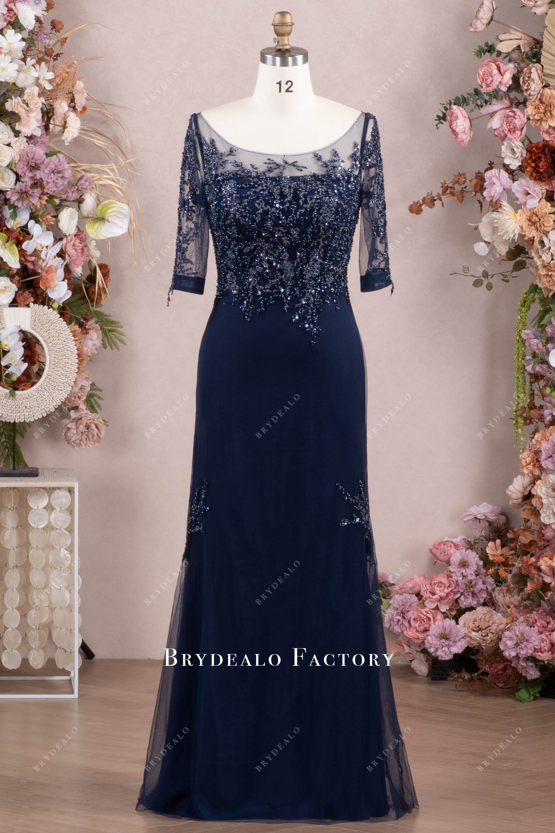 navy fit flare- ace mother of bride gown