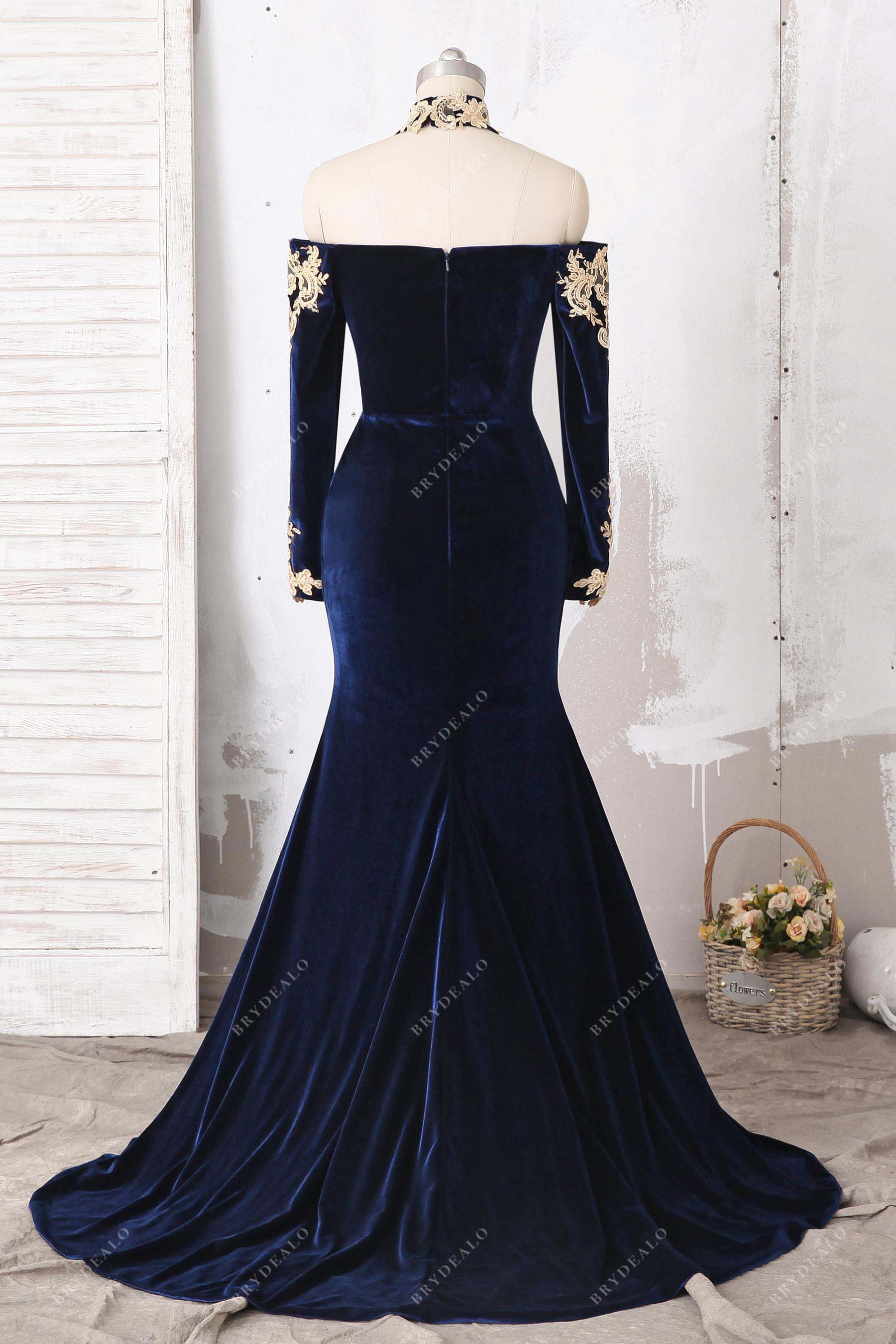 long sleeve mermaid prom dress