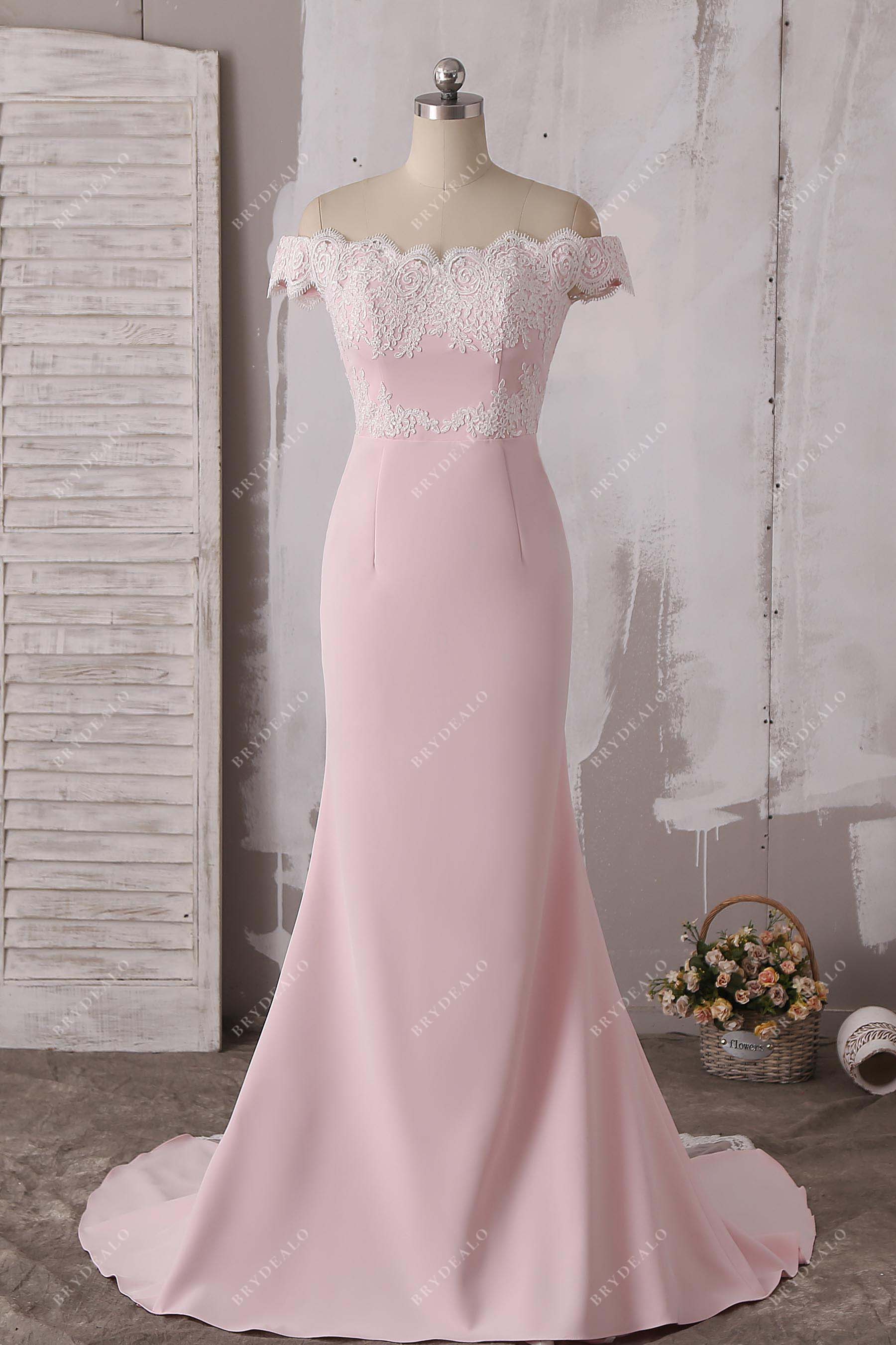 off shoulder lace mermaid prom dress
