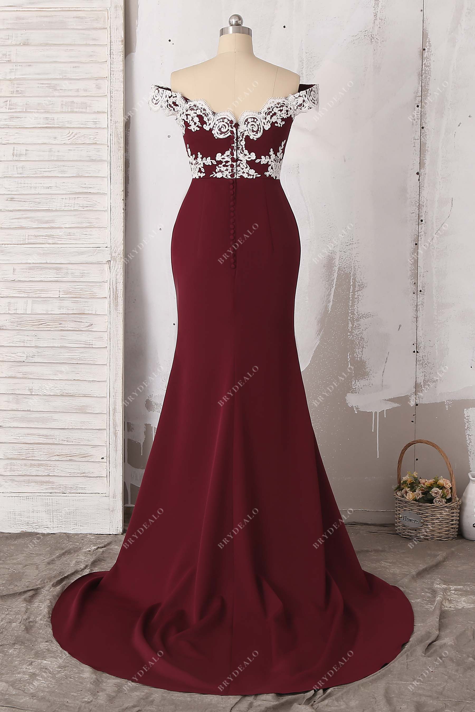 burgundy off shoulder mermaid formal dress