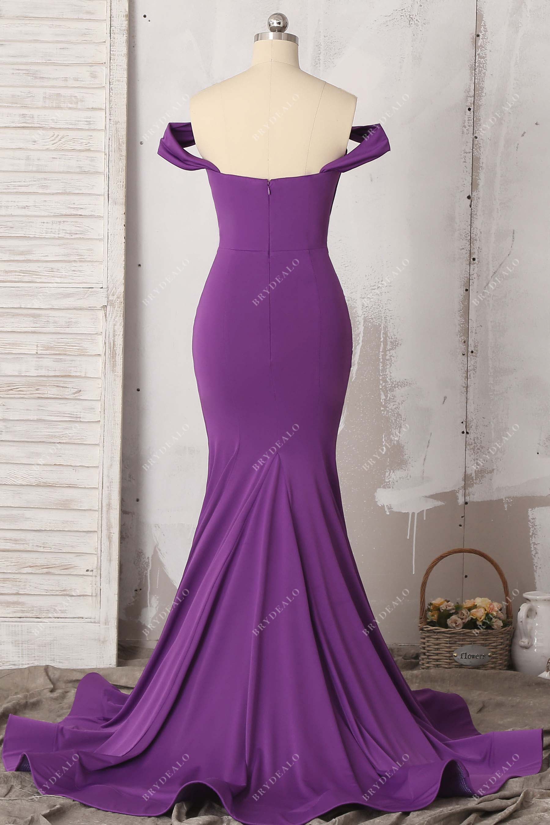 off shoulder back trumpet formal dress