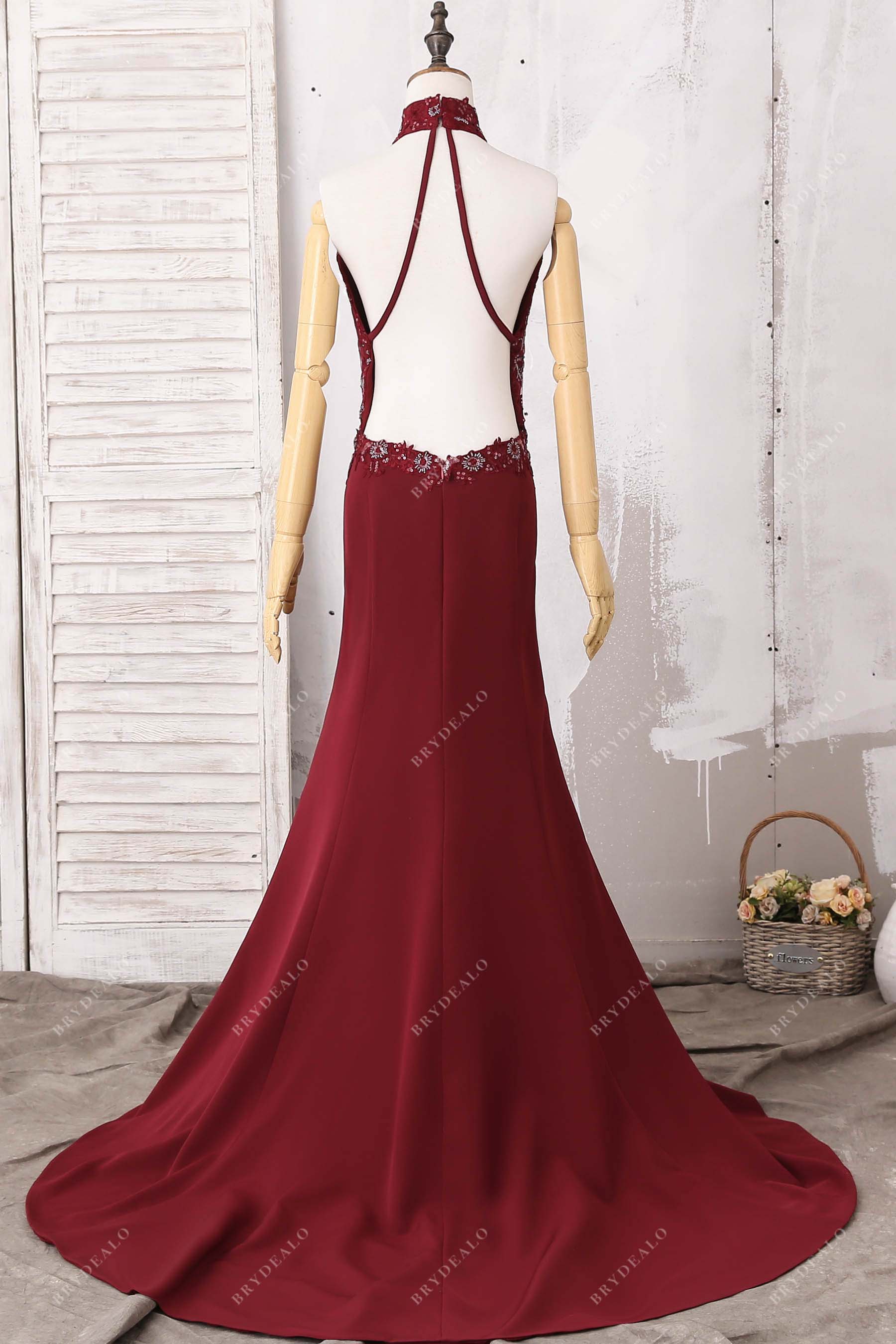 open back mermaid prom dress