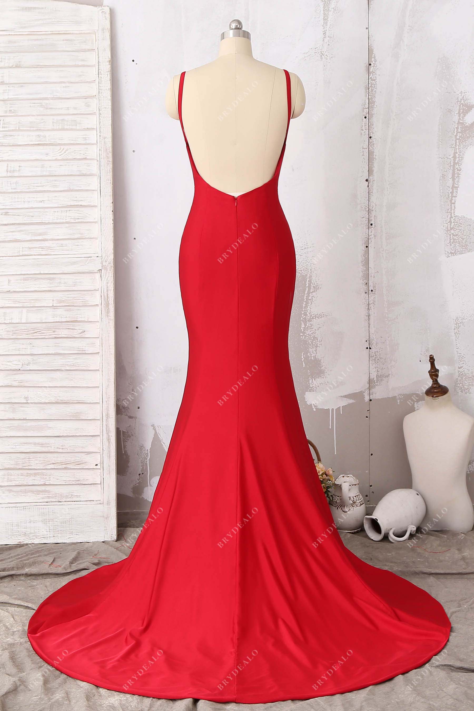 open back jersey mermaid formal dress