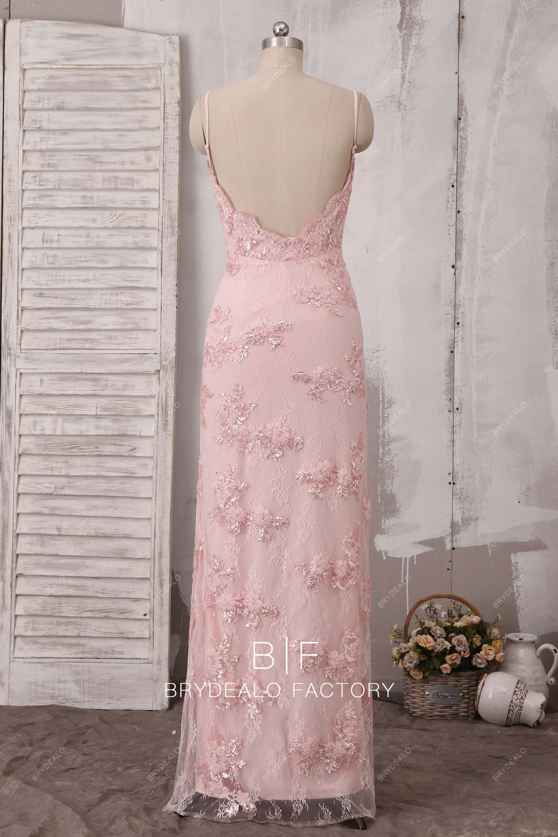 shimmery open back beaded formal dress