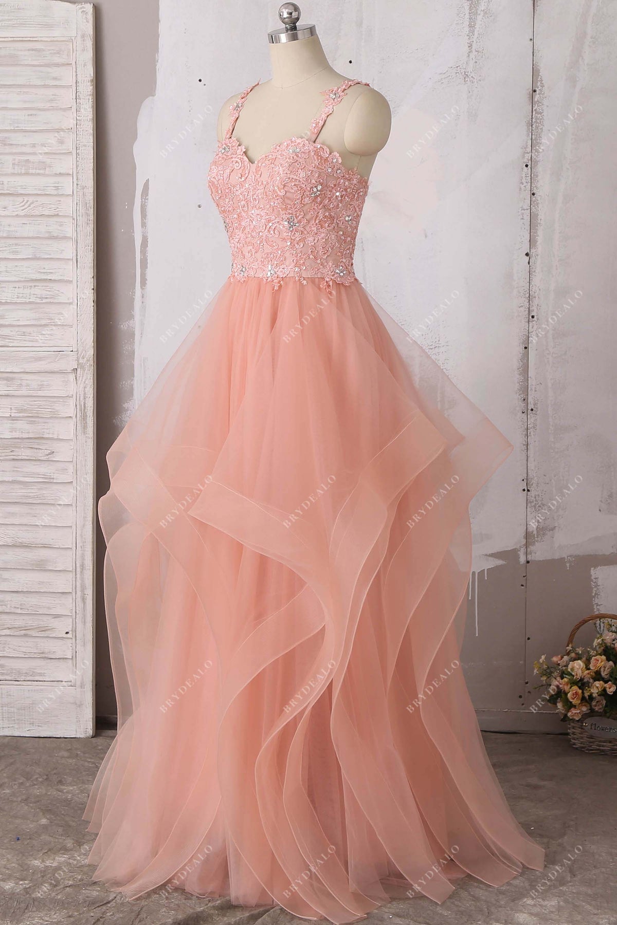 At Womens Clothing Ross Store Formal Dresses Peach Lace Ruffled Tulle Prom Wedding Dress Brydealo At Womens Clothing Ross Store Formal Dresses Peach Lace Ruffled Tulle Prom Wedding Dress Brydealo