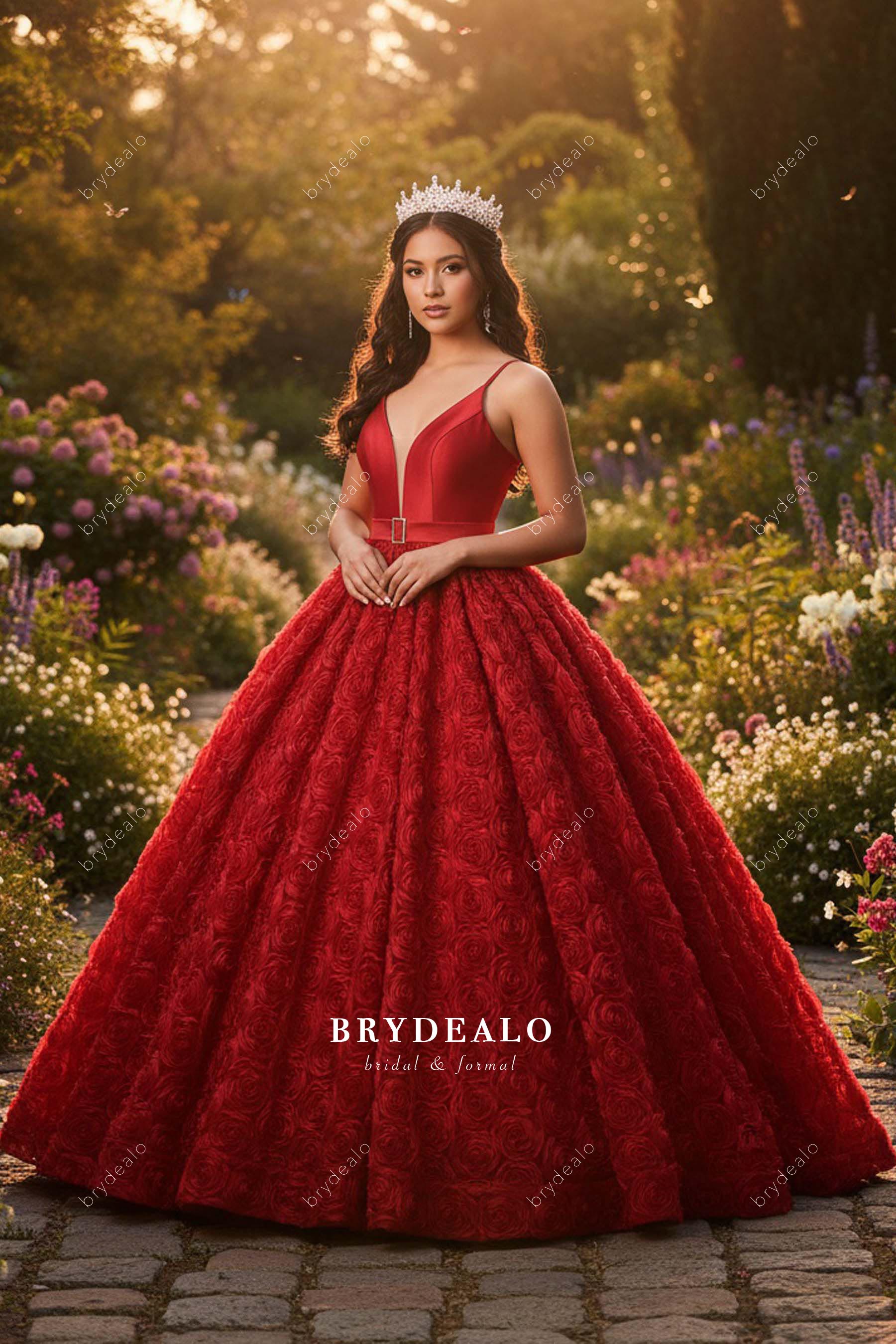 red rose princess ballgown