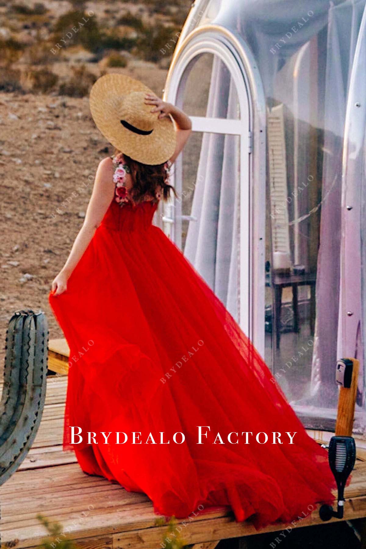 lace applique straps tulle formal dress