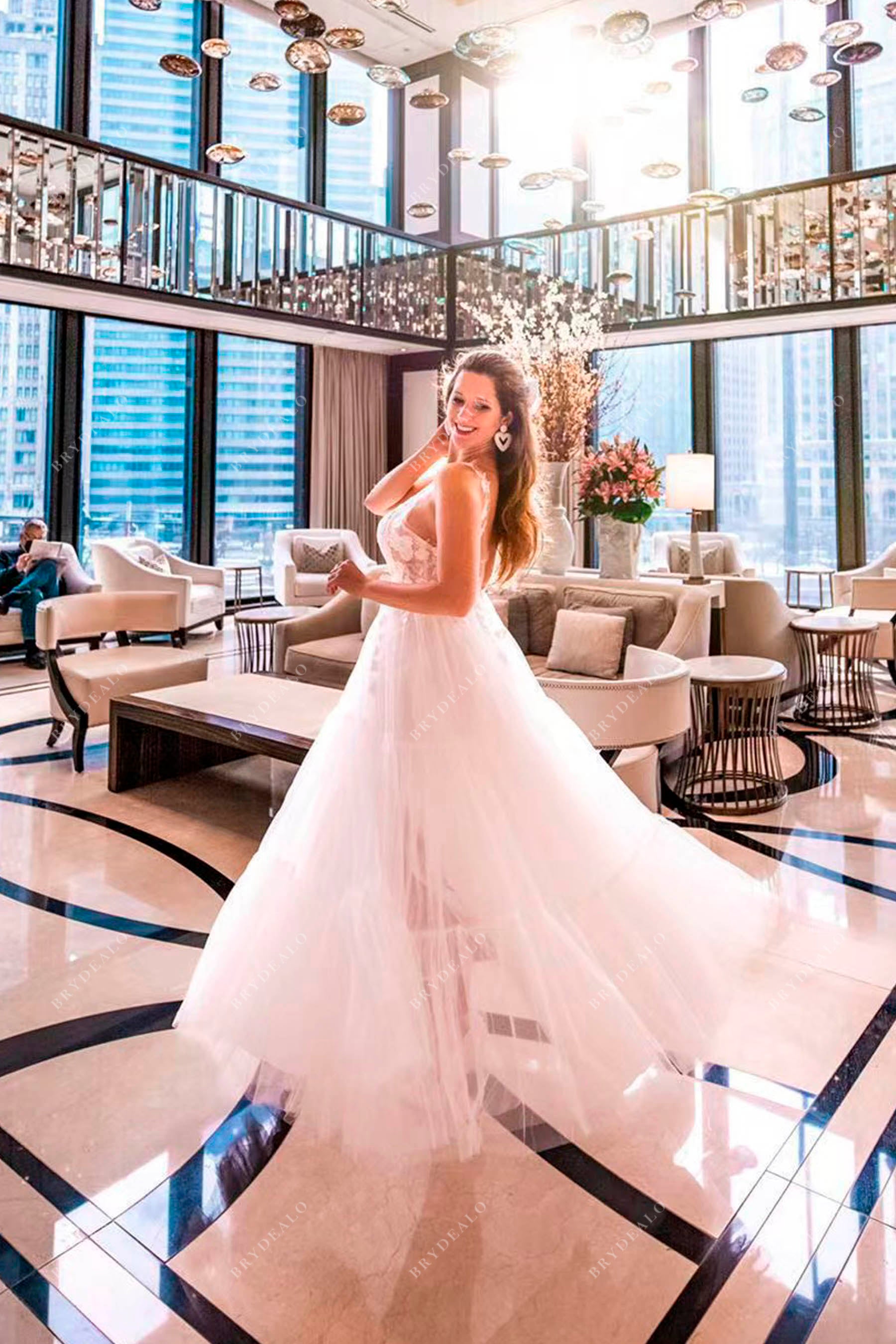 romantic lace beach wedding dress