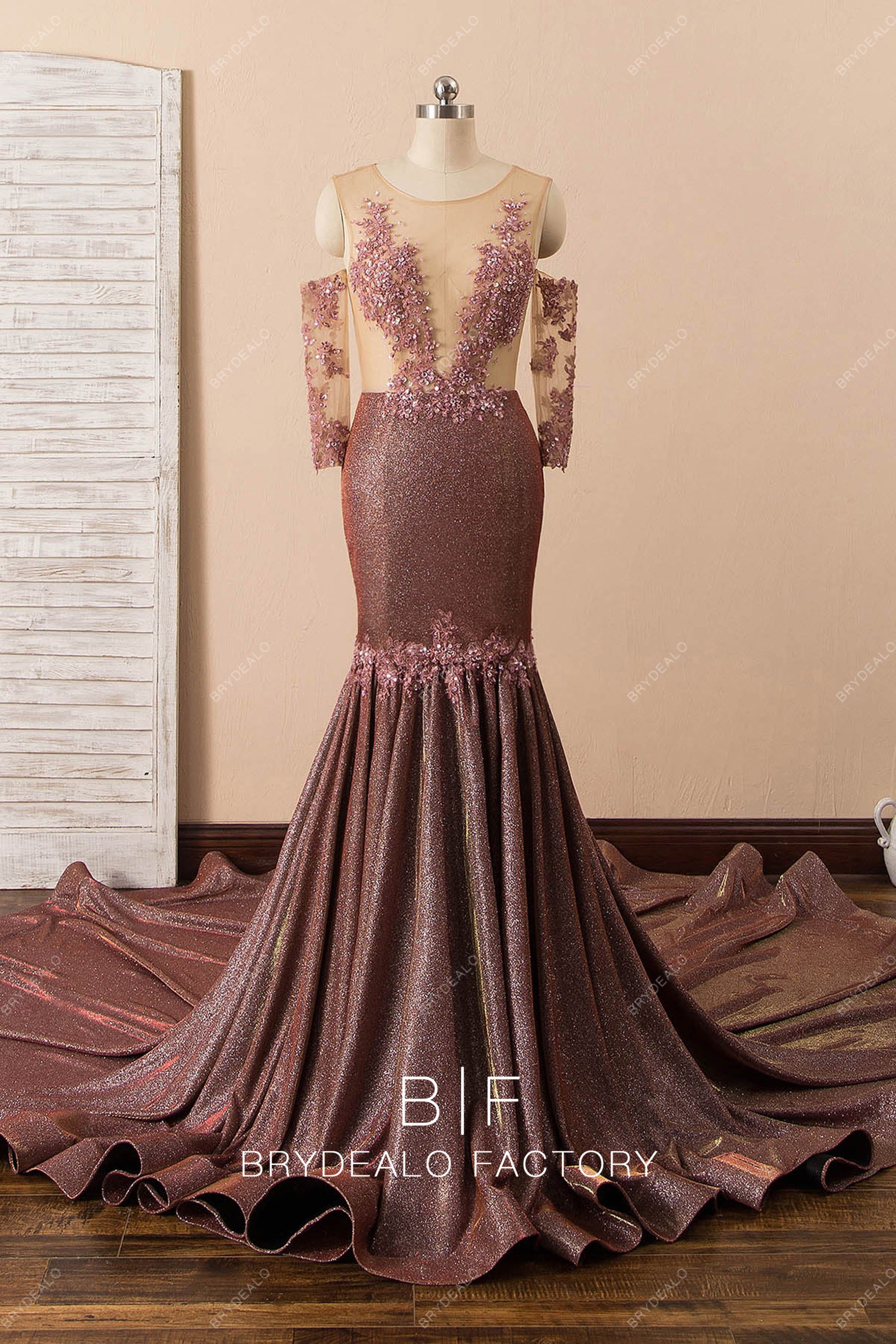 glitter illusion sequin mermaid prom dress