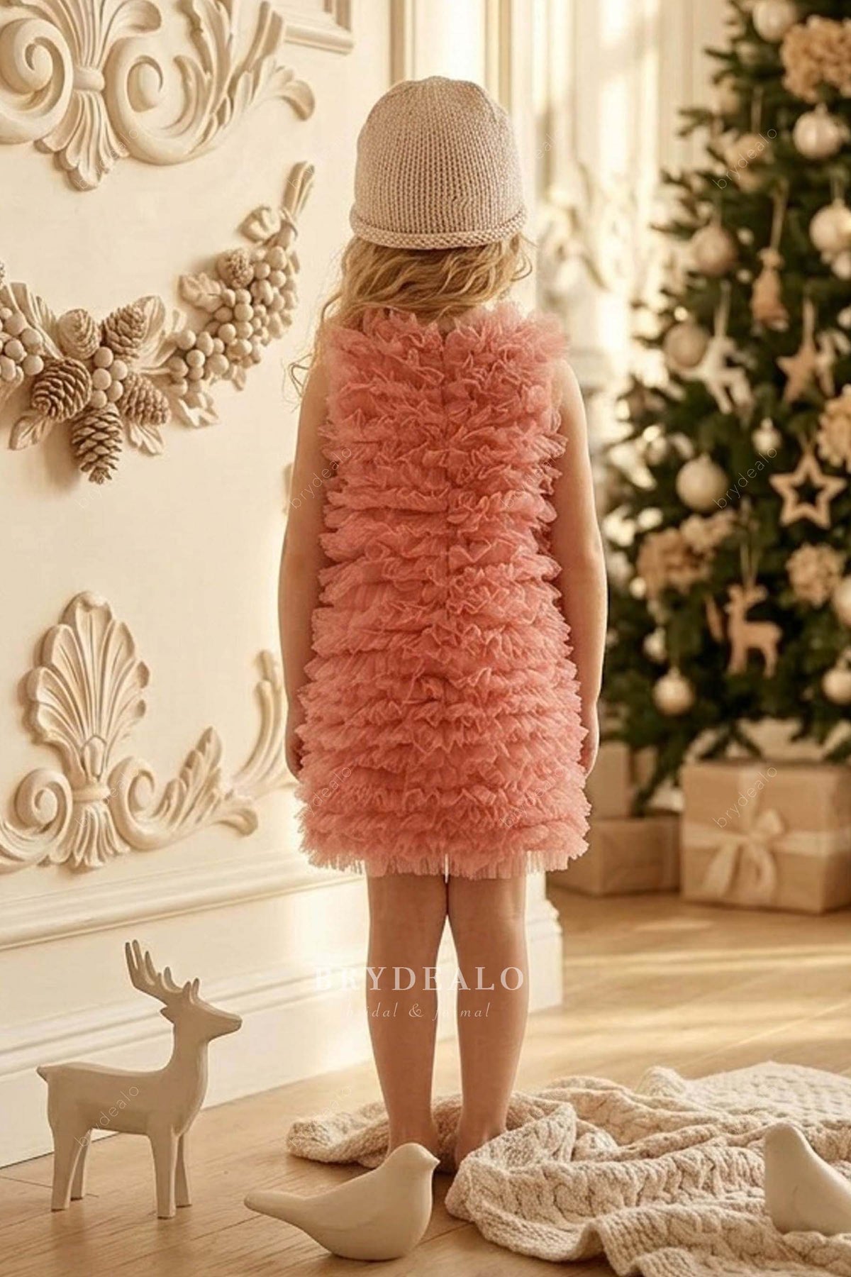 sleeveless ruffled kids dress