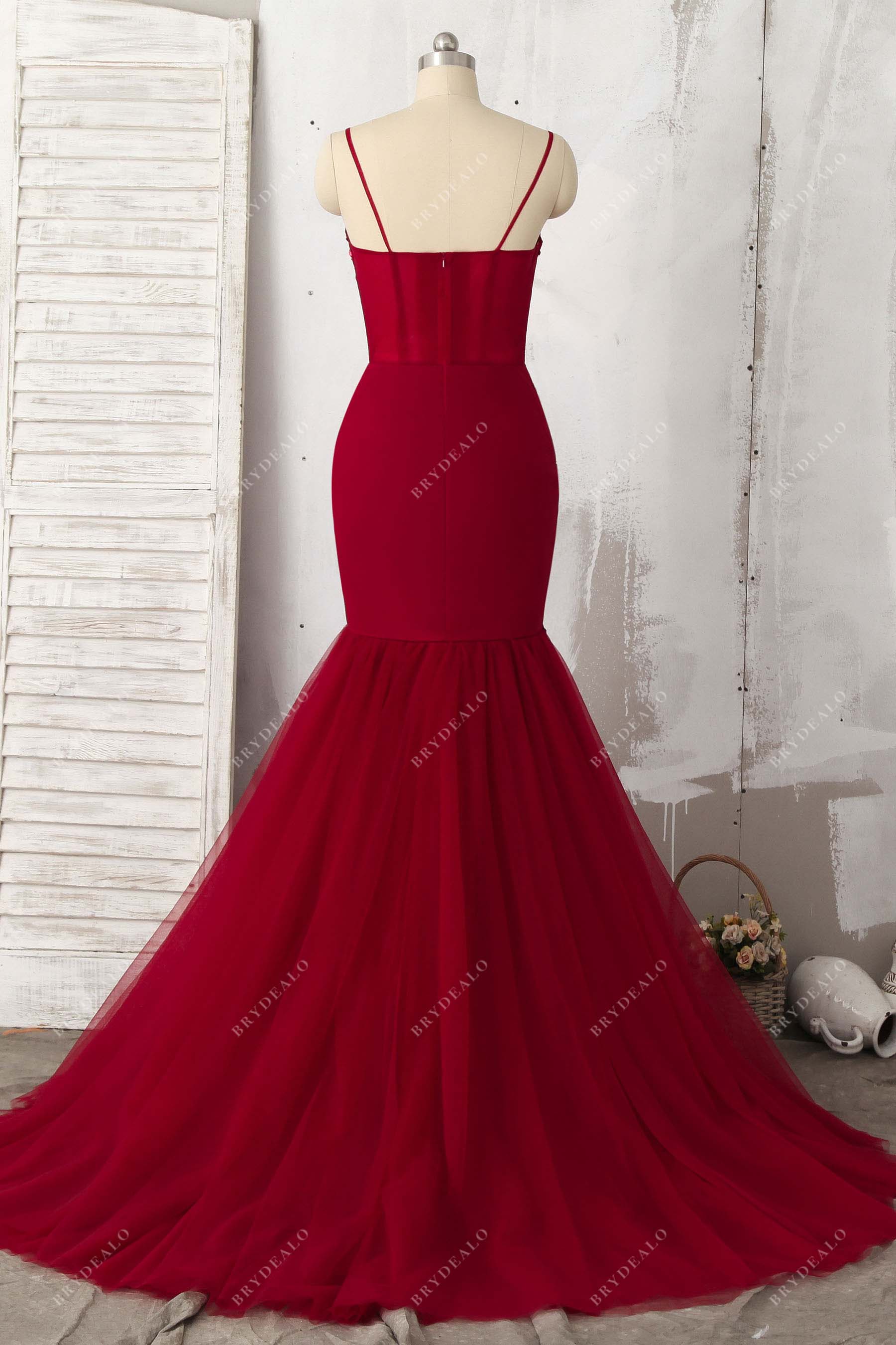 thin straps open back mermaid formal dress