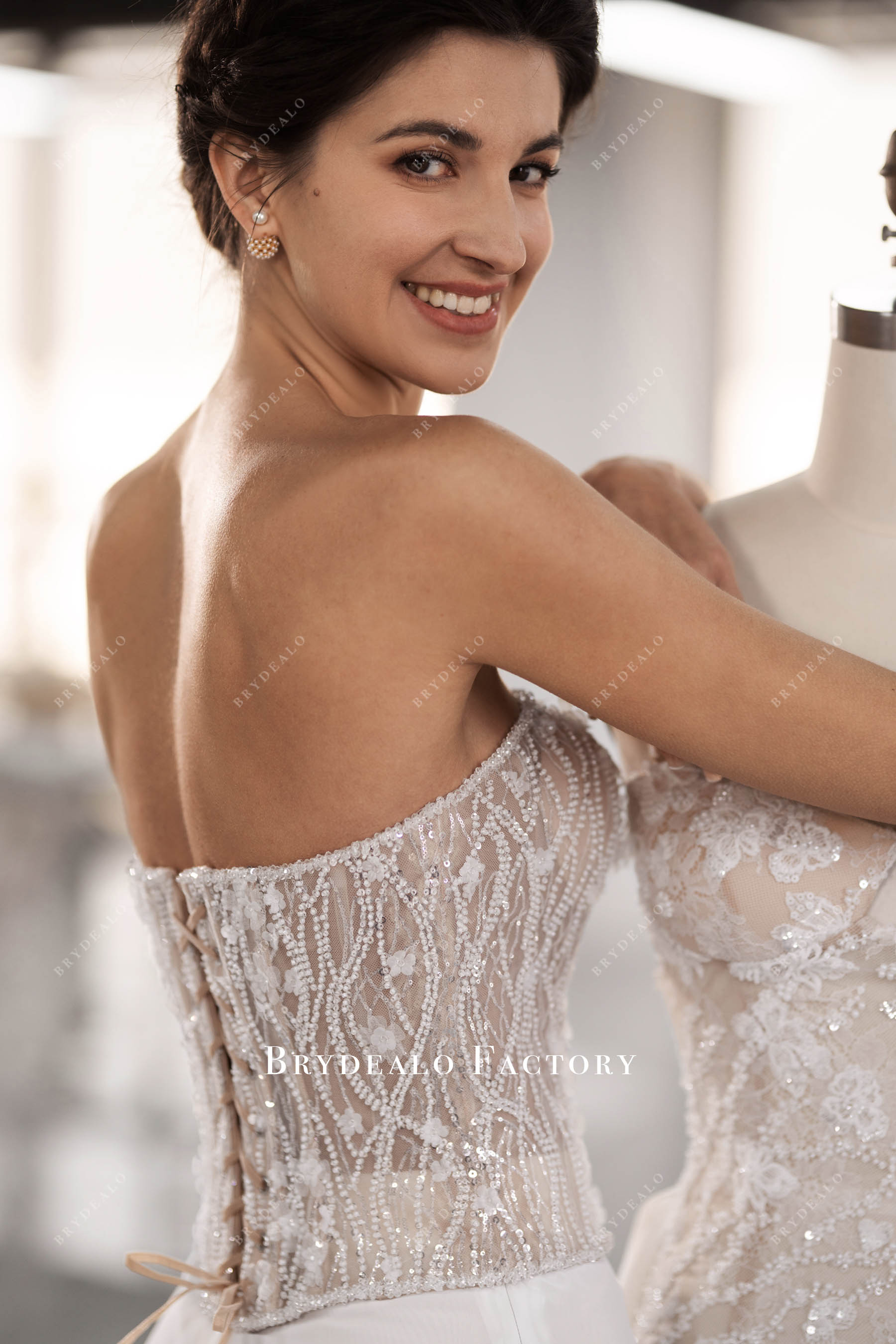 sparkly beaded bridal top