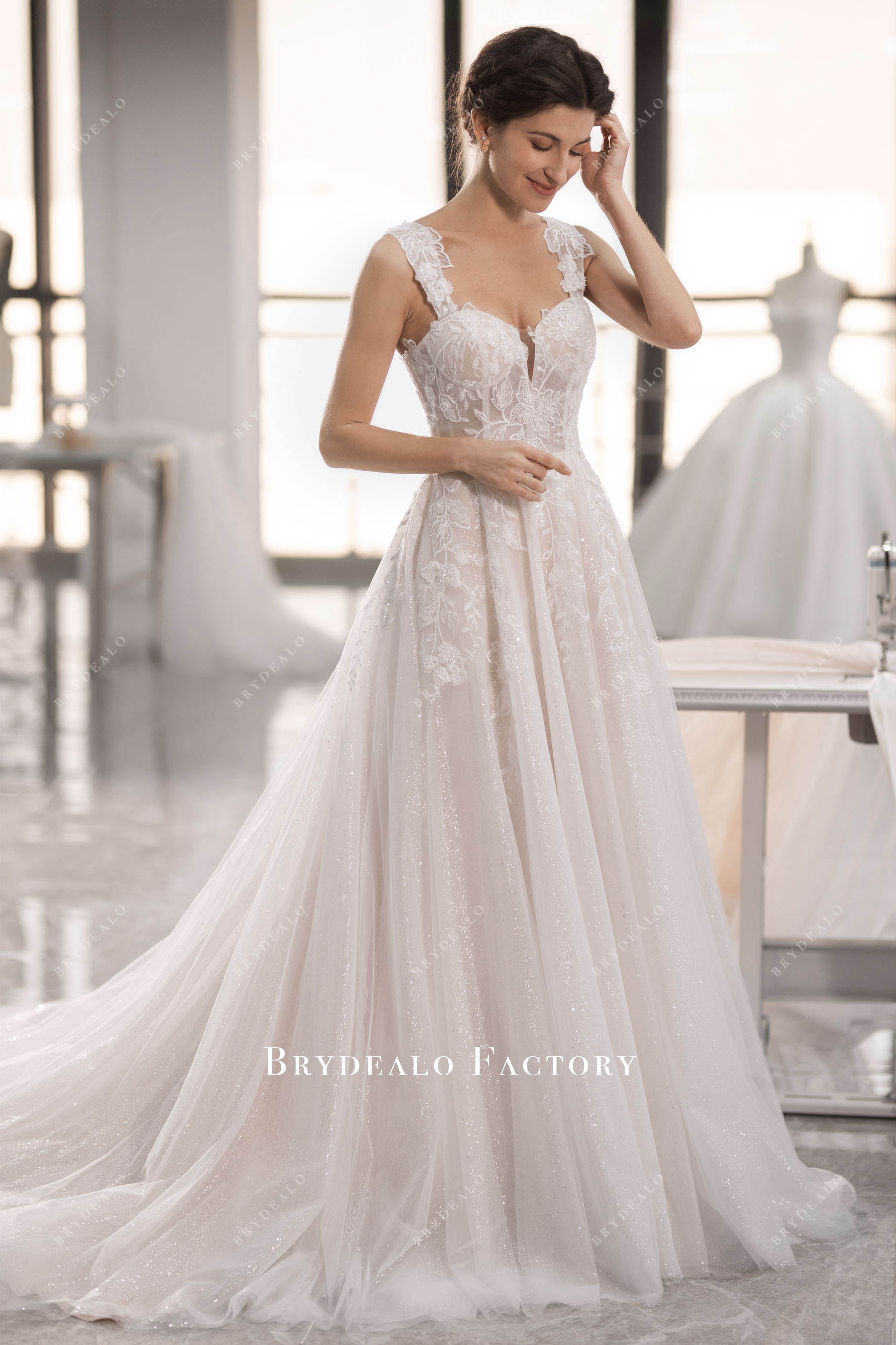 straps Aline wedding dress