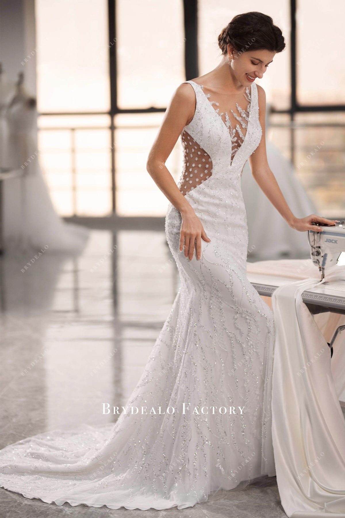 Beaded Lace Cutout Long Mermaid Wedding Dress Brydealo Beaded Lace Cutout Long Mermaid Wedding Dress Brydealo
