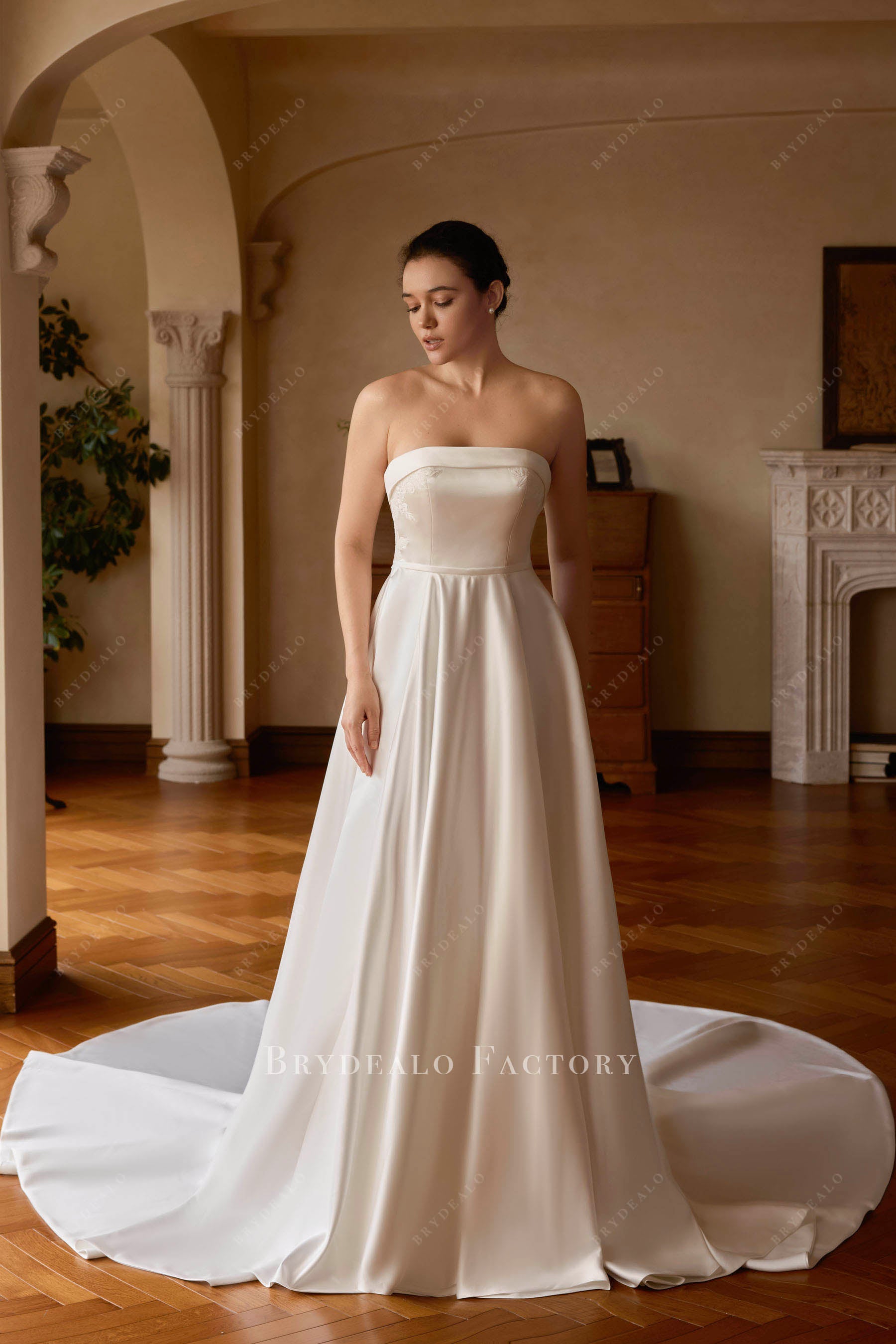 strapless a line wedding dress