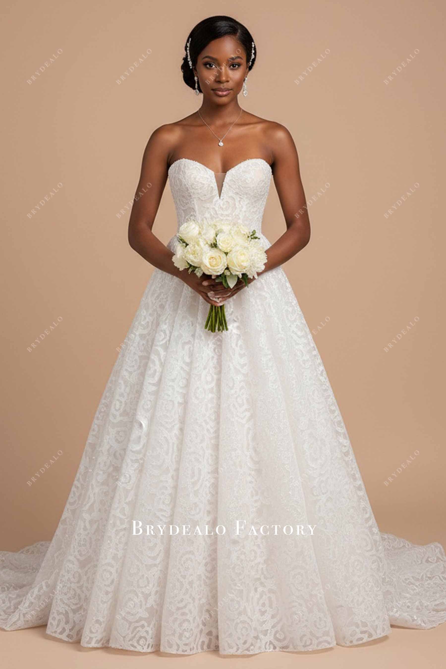 strapless lace wedding dress