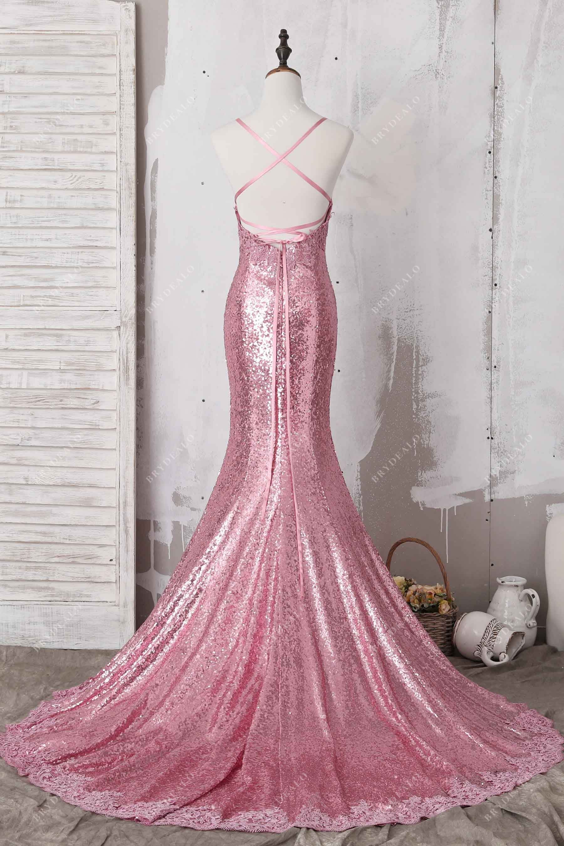 crisscross back trumpet formal dress