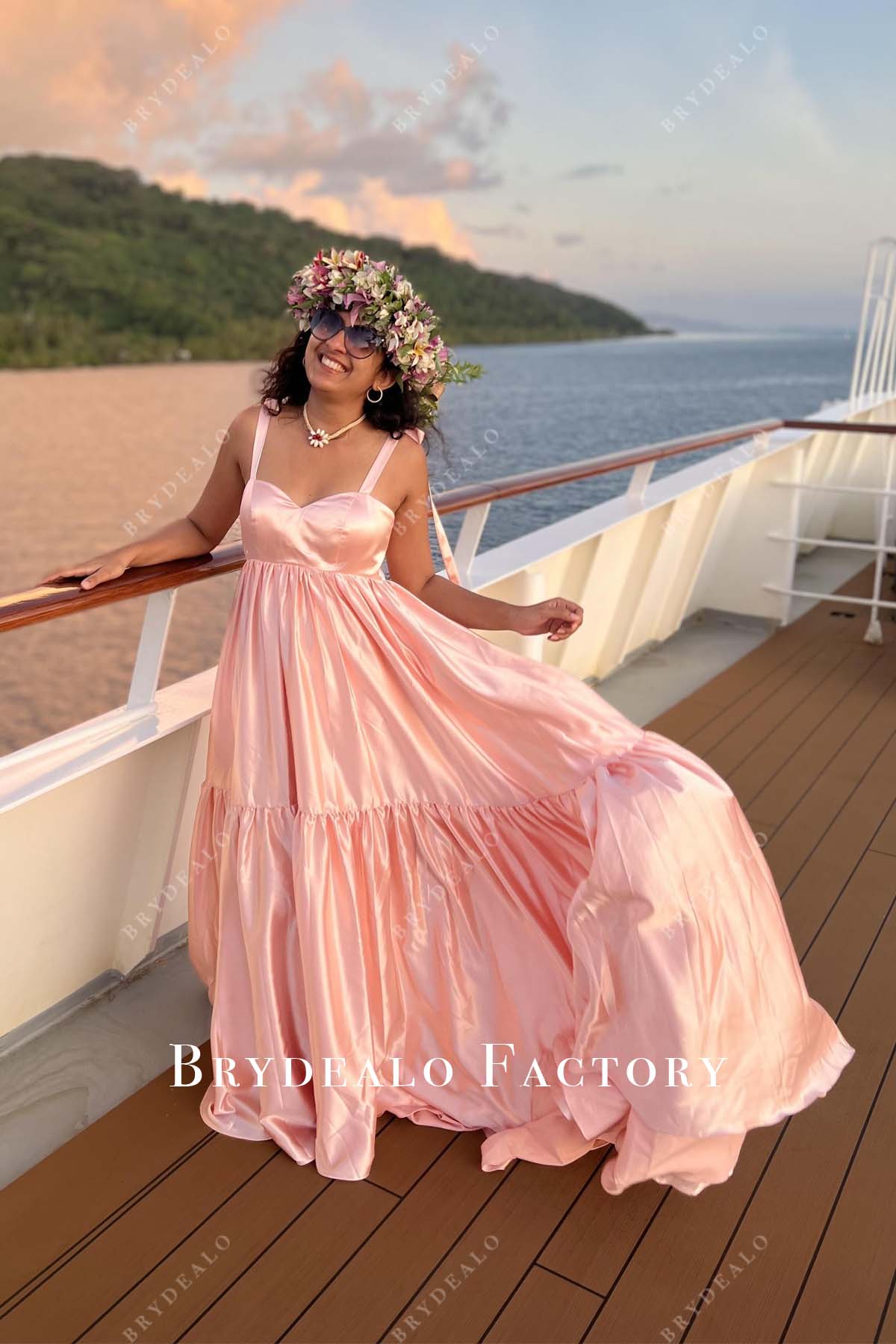 straps sweetheart neck satin formal dress