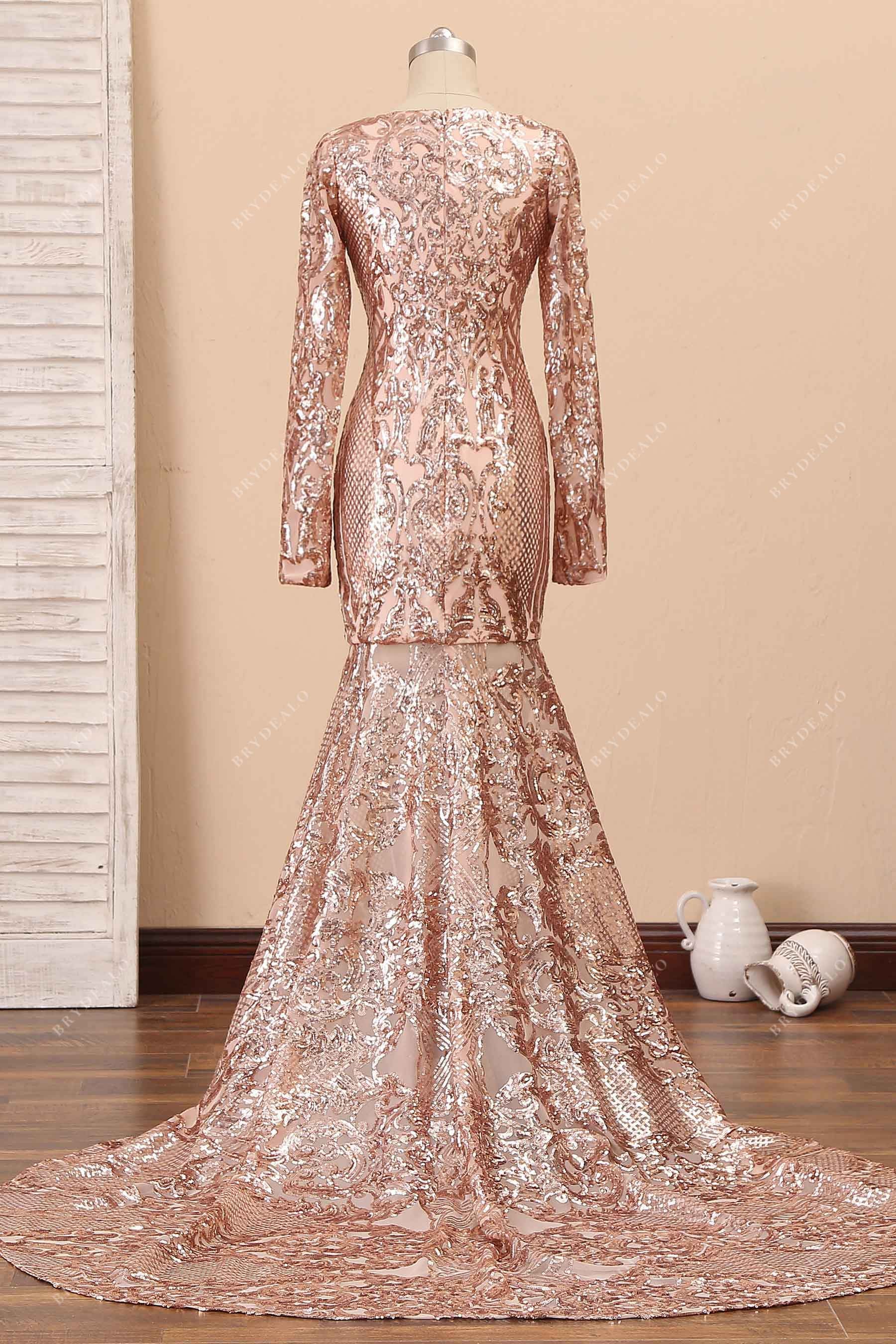 rose gold sequin pattern mermaid dress