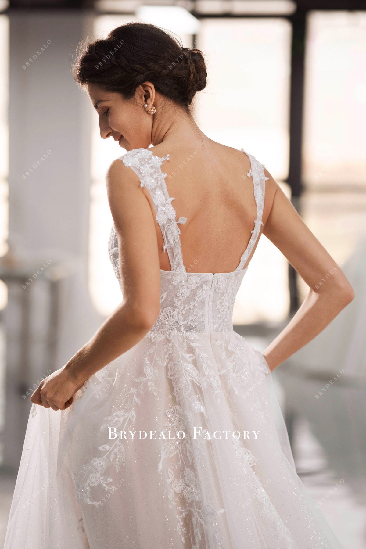 Sparkly Straps Beaded Lace Wedding Dress – Brydealo