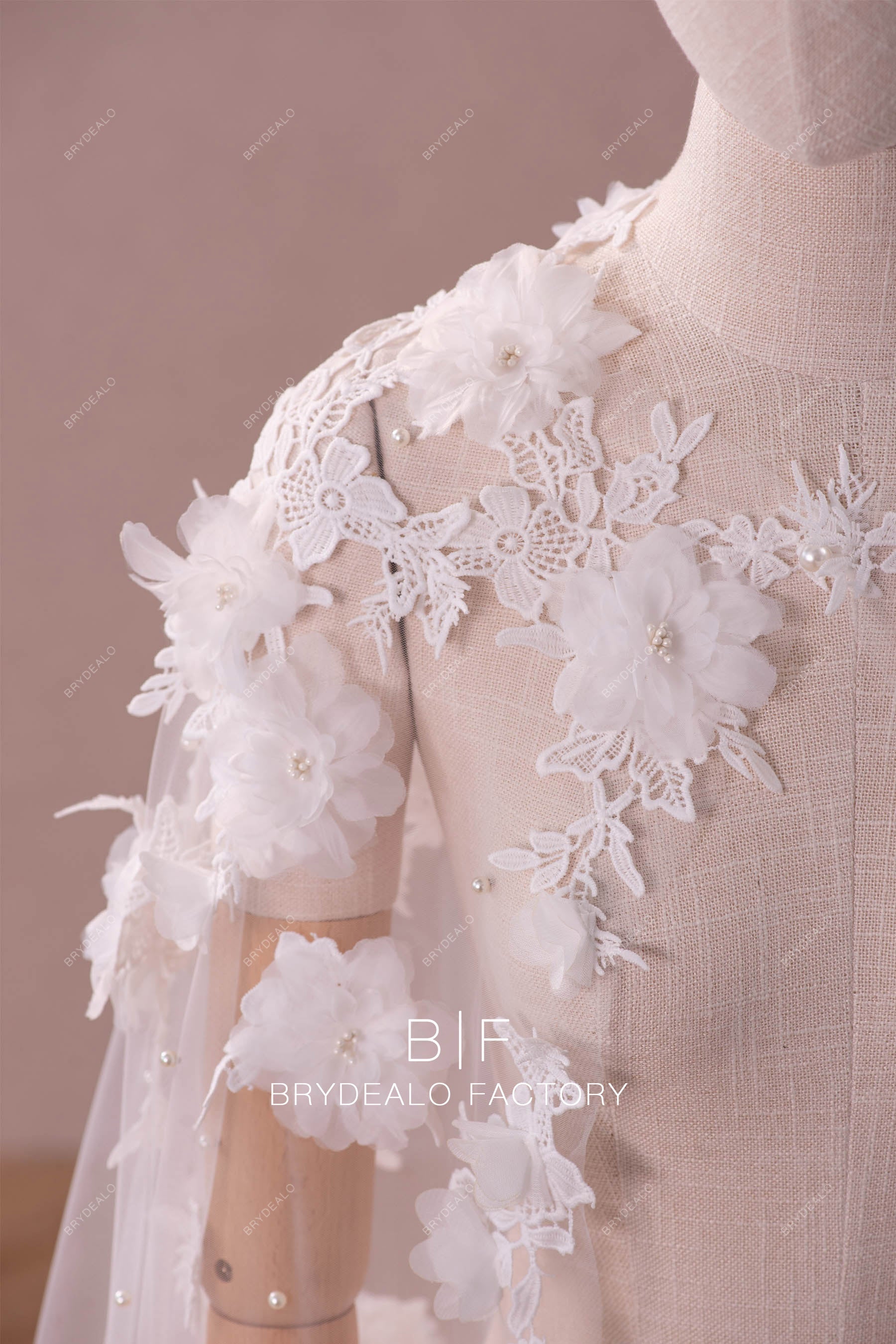 hand-made 3D flower lace cape